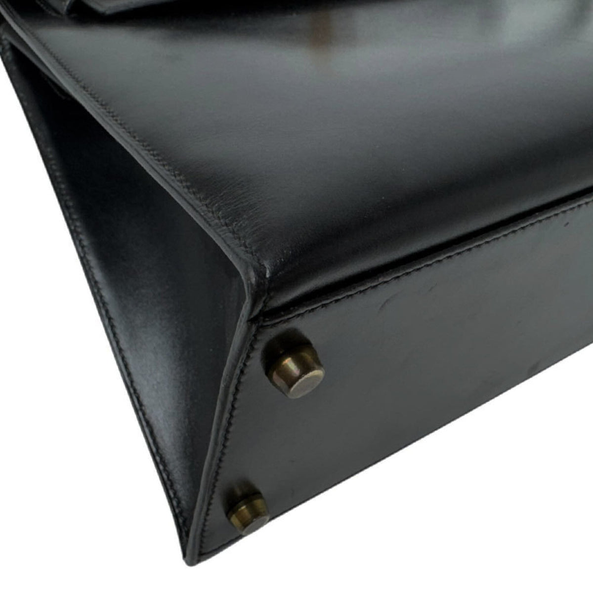 Hermes Black Box Calf Leather Handbag Shoulder Bag (Pre-Owned)