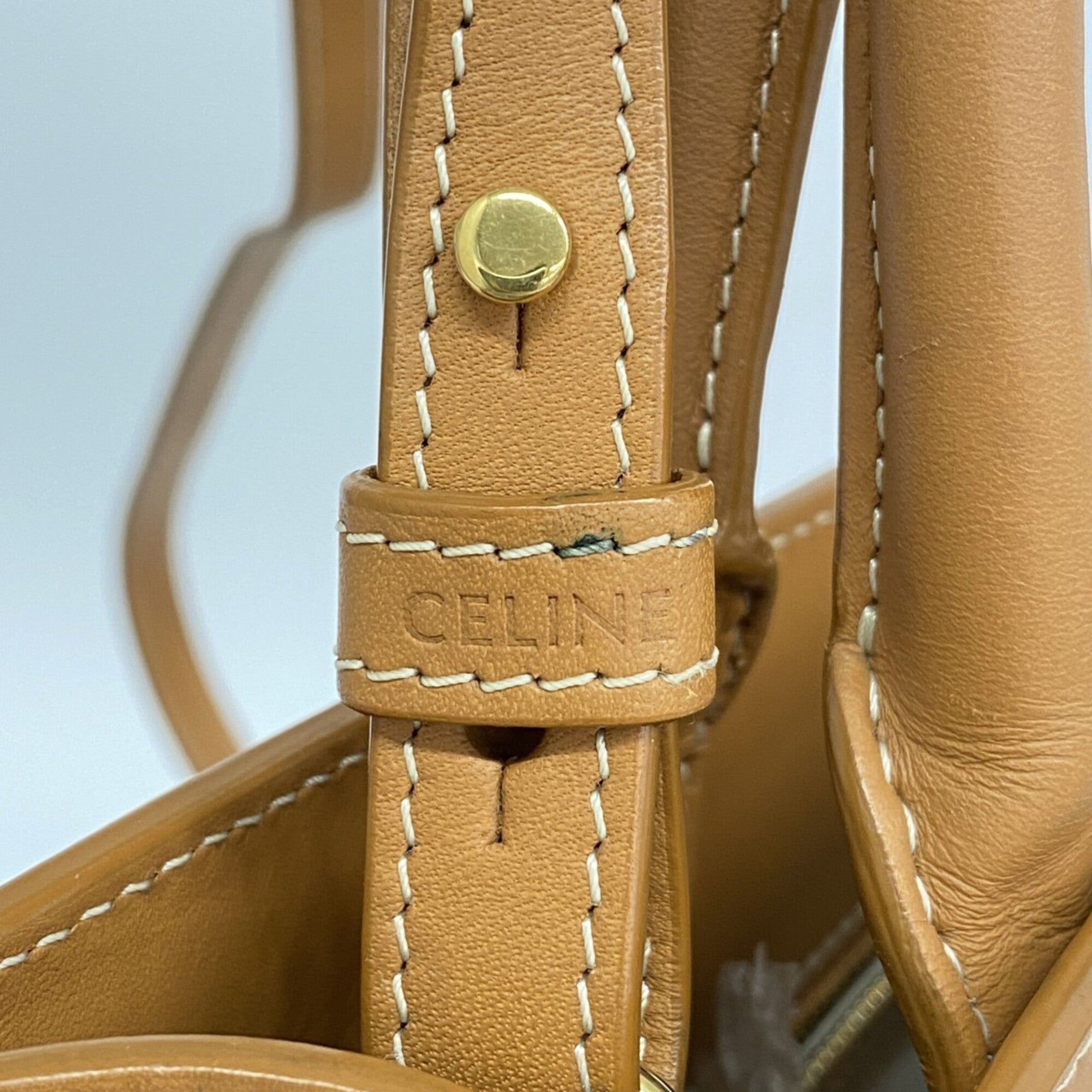 Celine Beige Brown Canvas Handbag (Pre-Owned)