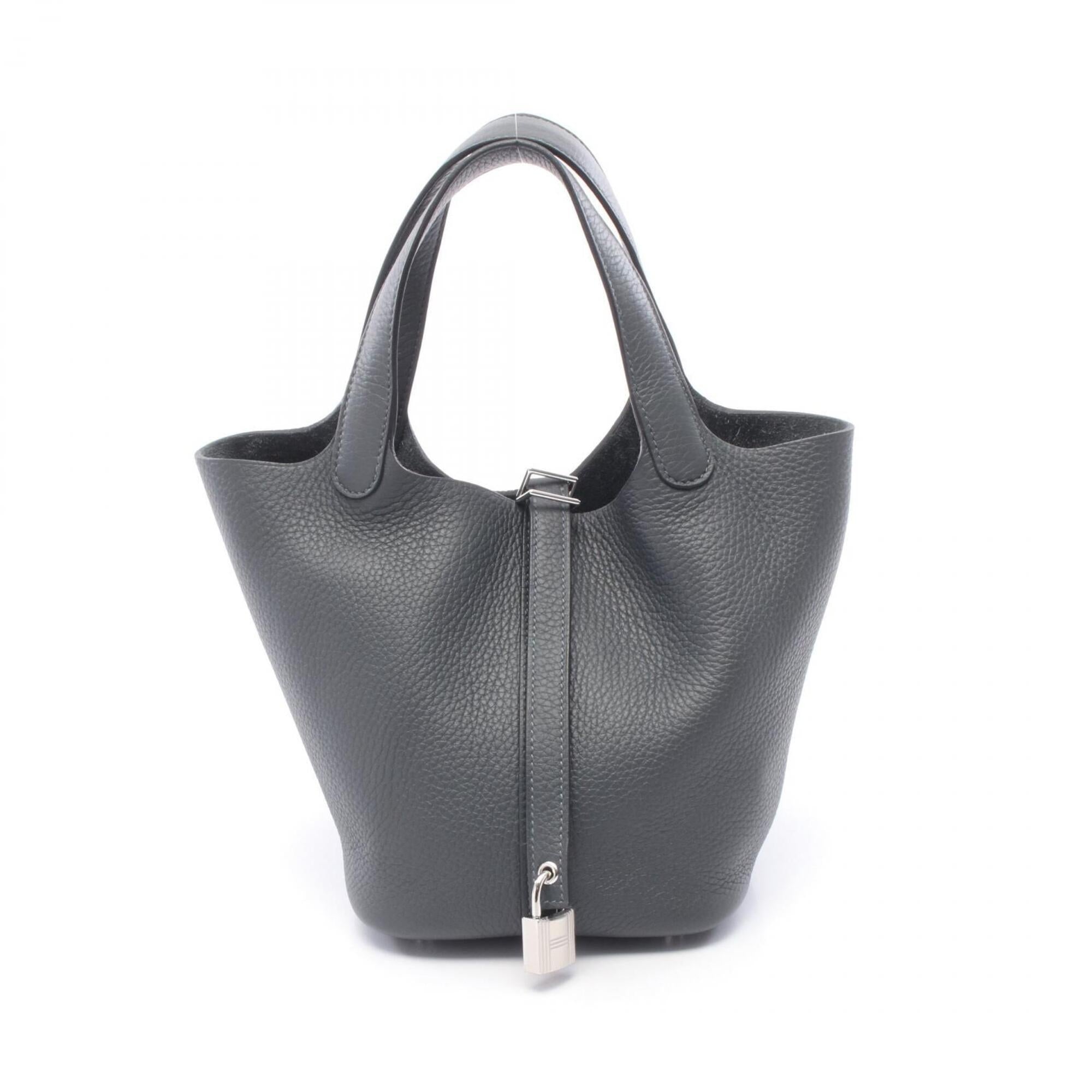 Hermes Gray Taurillon Clemence Leather Handbag (Pre-Owned)