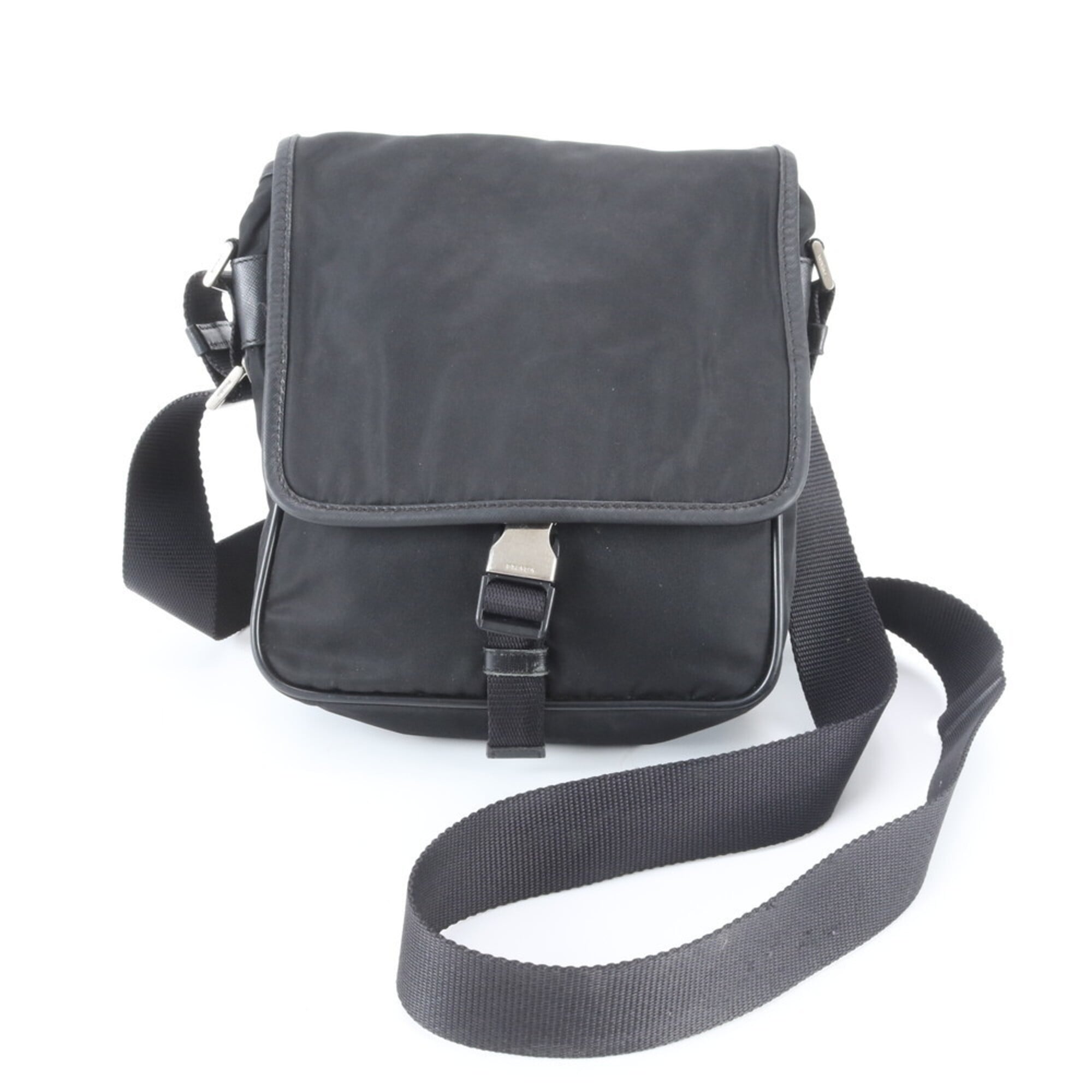 Prada Black Nylon Leather Shoulder Bag (Pre-Owned)