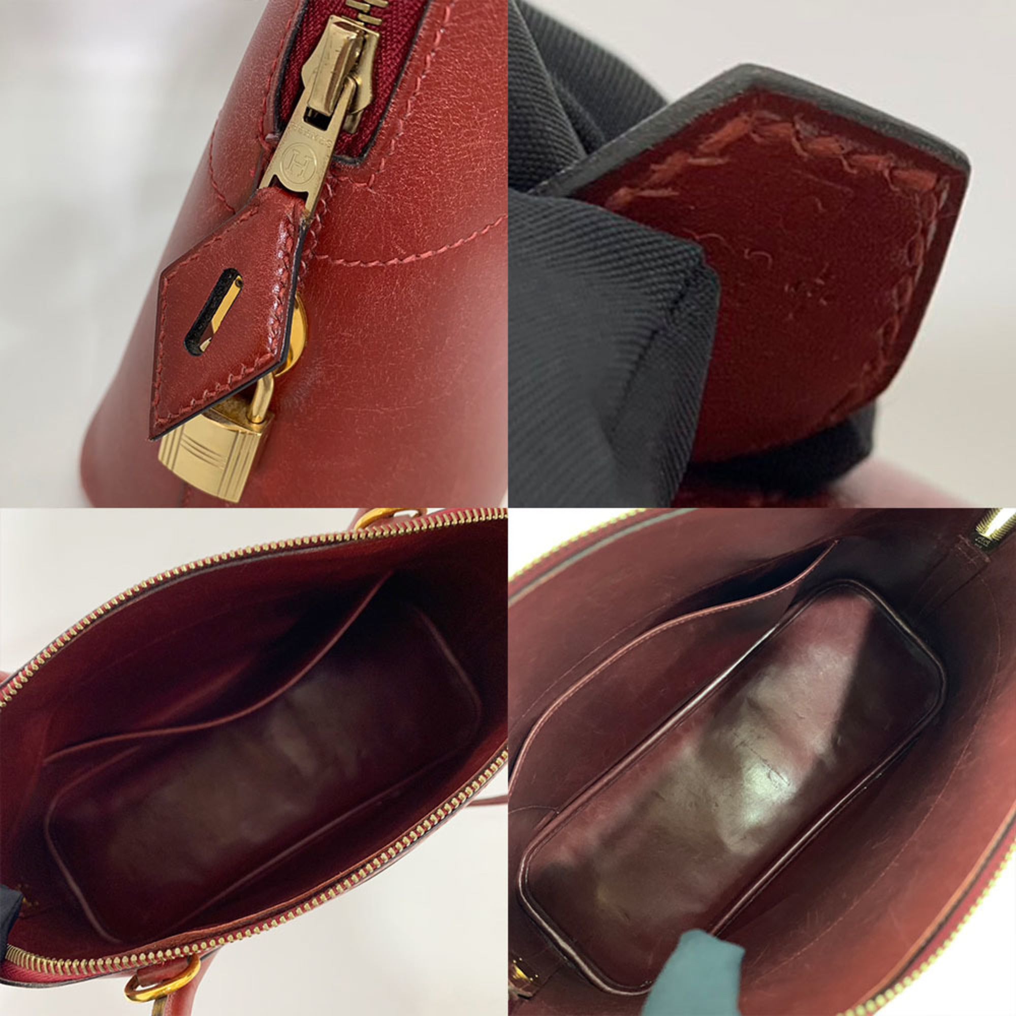 Hermes Bolide Bordeaux Brown Red Color Box Calf Leather Handbag (Pre-Owned)