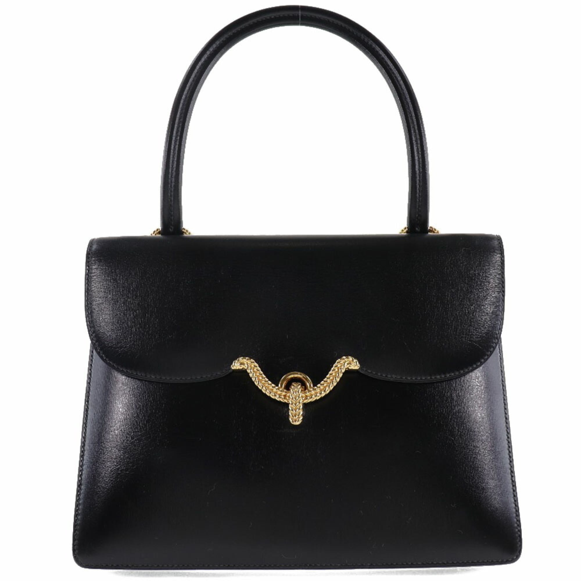 Hermes Black Box Calf Leather Handbag (Pre-Owned)