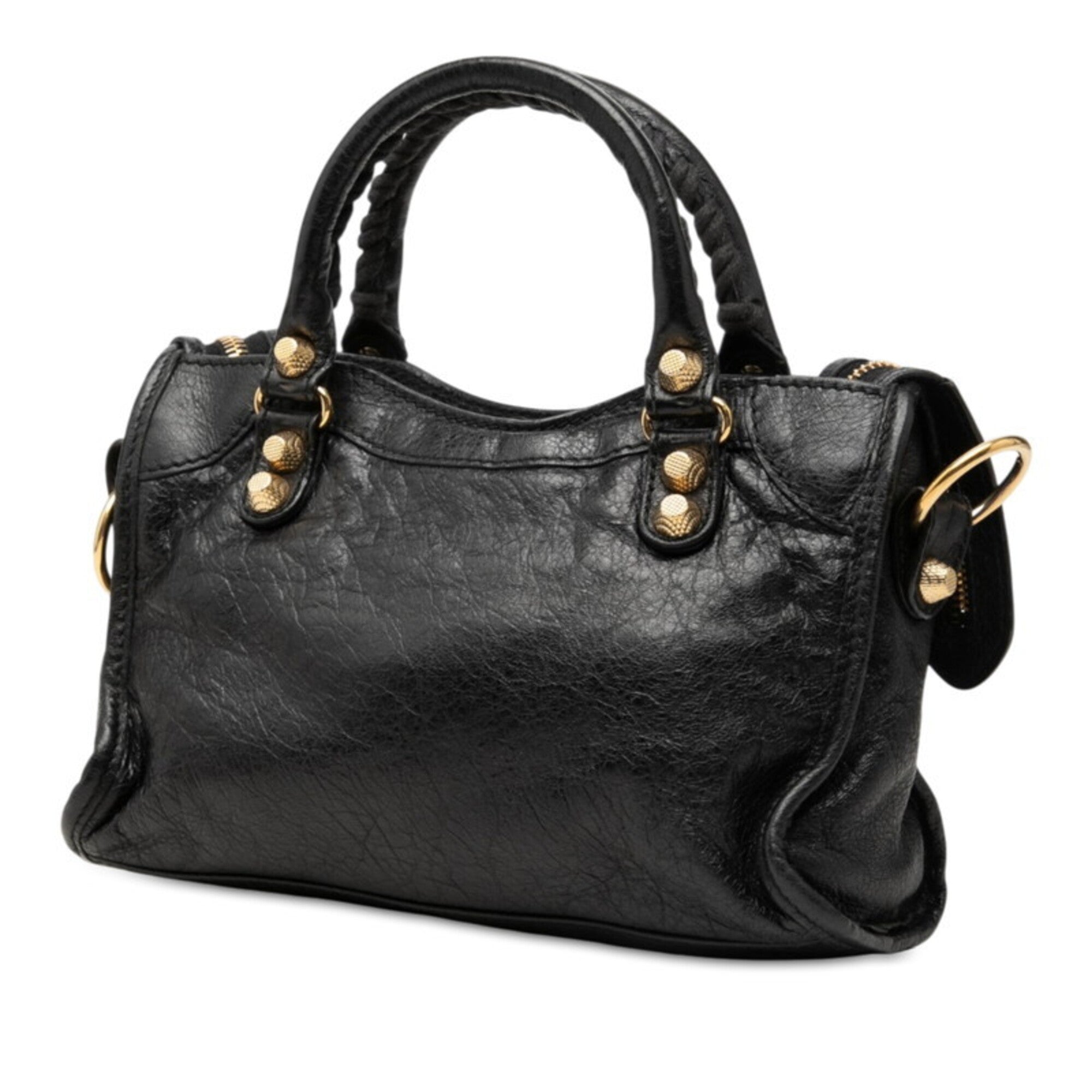 Balenciaga Black Leather Handbag Shoulder Bag (Pre-Owned)