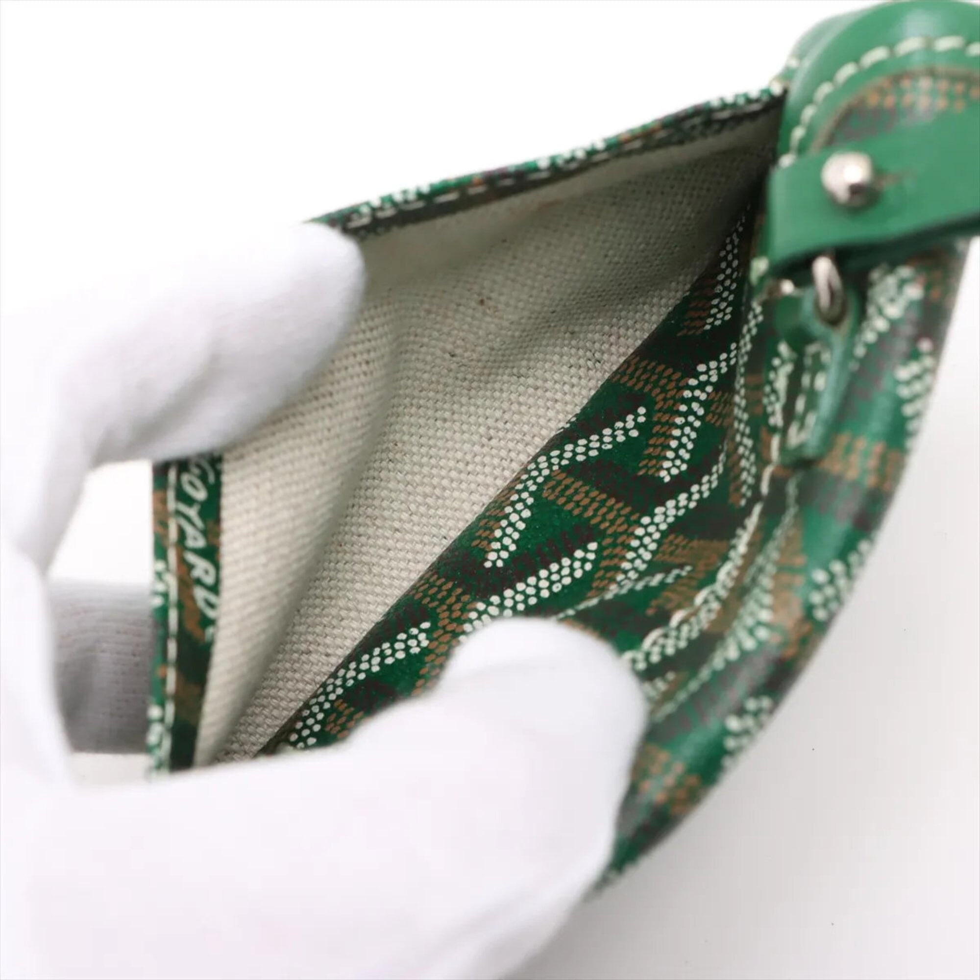 Goyard Green Coated Canvas Leather Handbag Tote Bag (Pre-Owned)