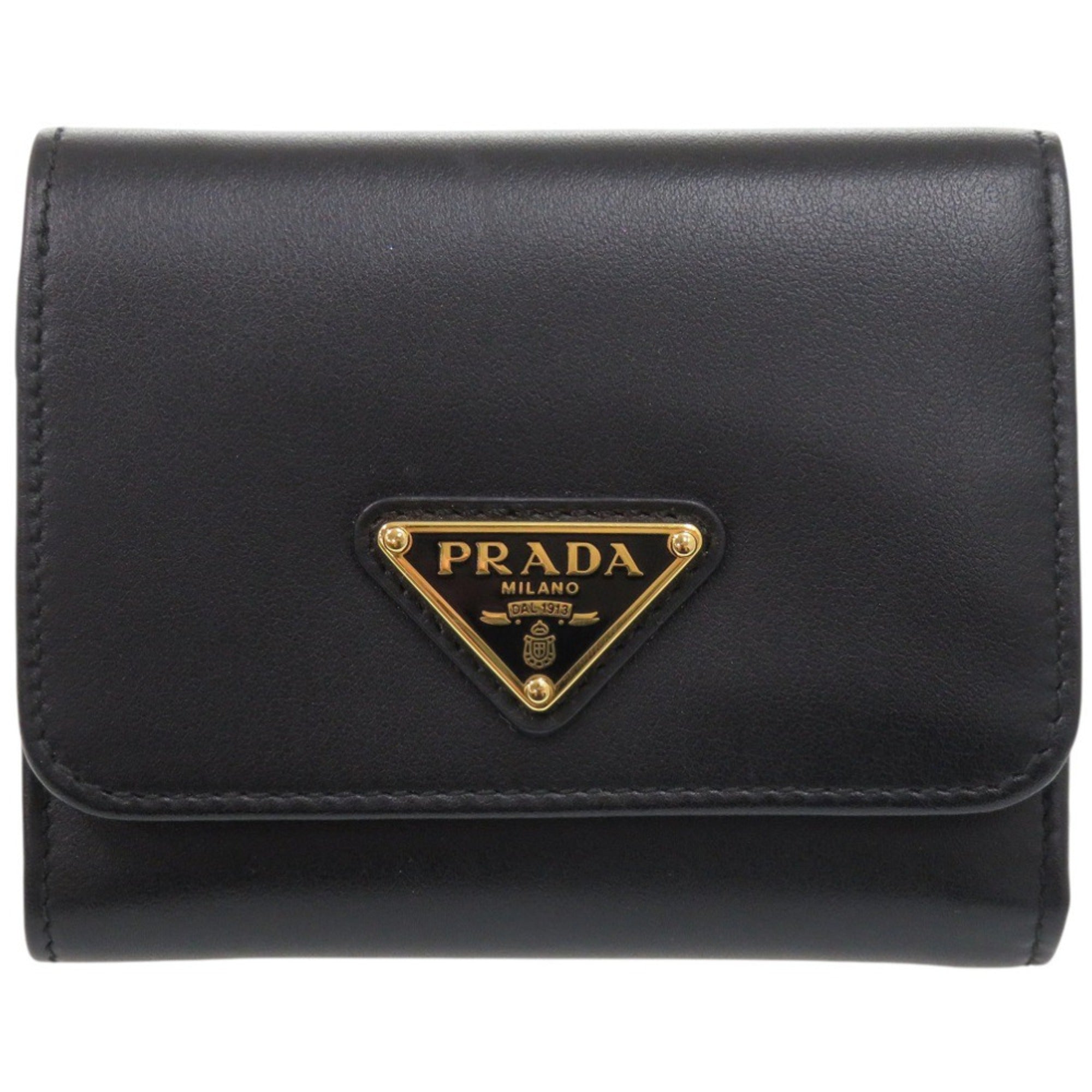 Prada Black Saffiano Triangle Wallet (Tri-Fold) (Pre-Owned)
