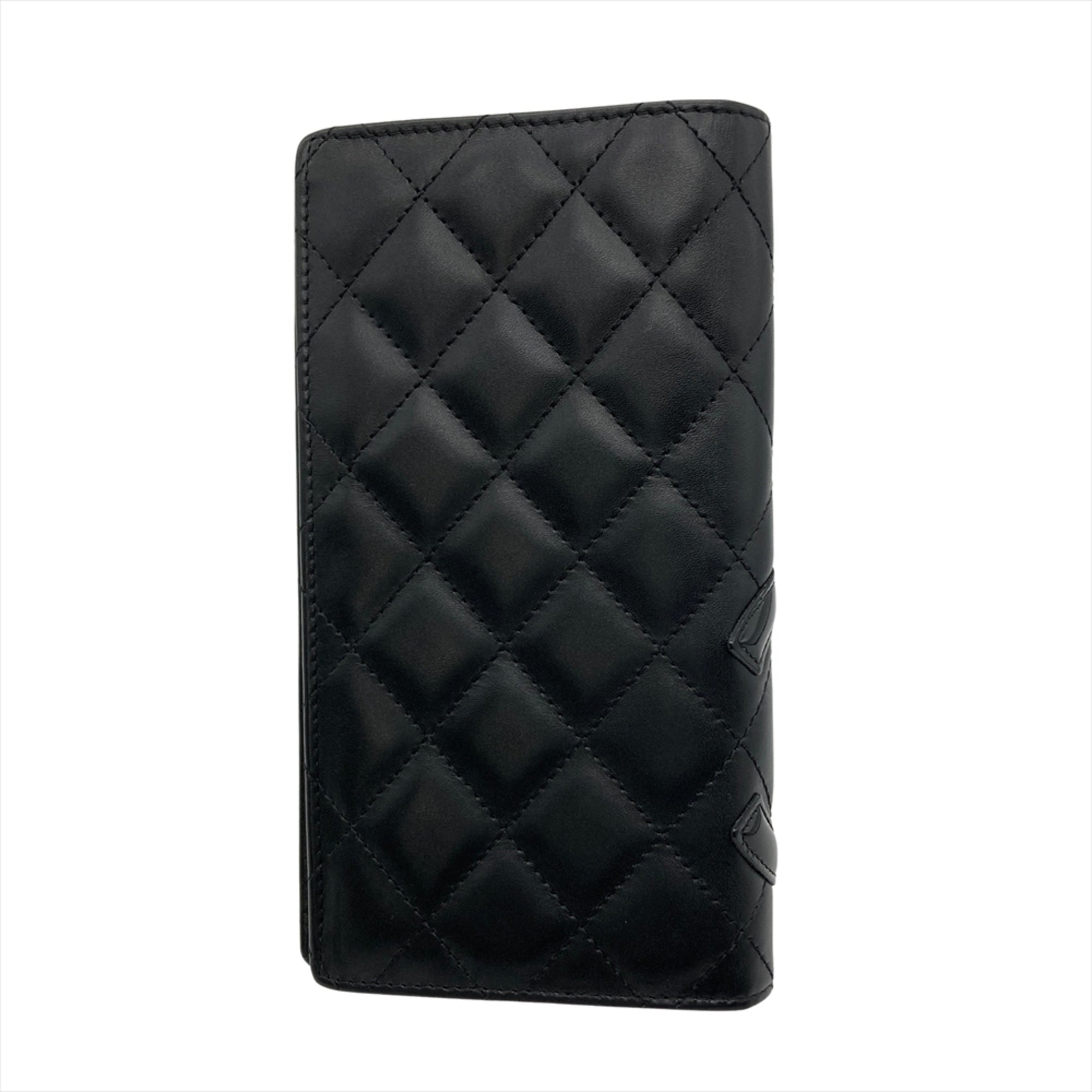 Chanel Black Leather Long Wallet (Bi-Fold) (Pre-Owned)