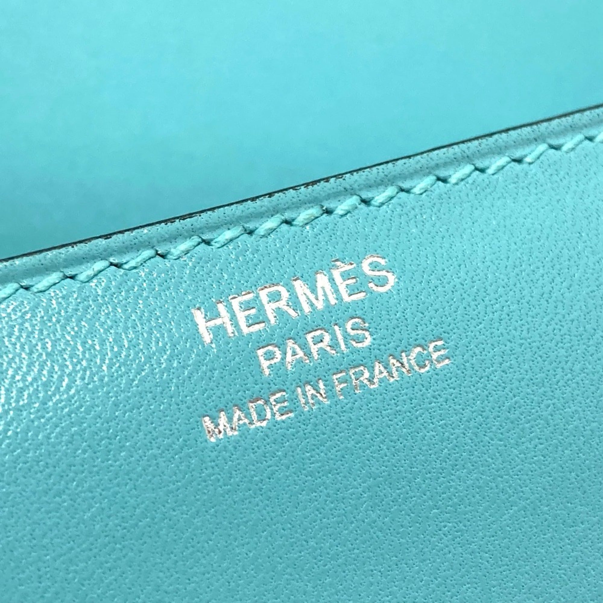 Hermes Blue Blue Atoll Tadelakt Leather Handbag Shoulder Bag (Pre-Owned)