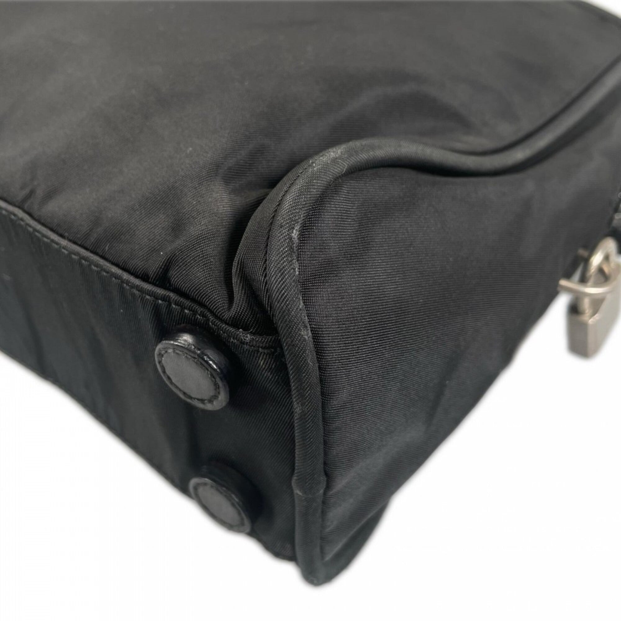 Prada Black White Nylon Handbag (Pre-Owned)