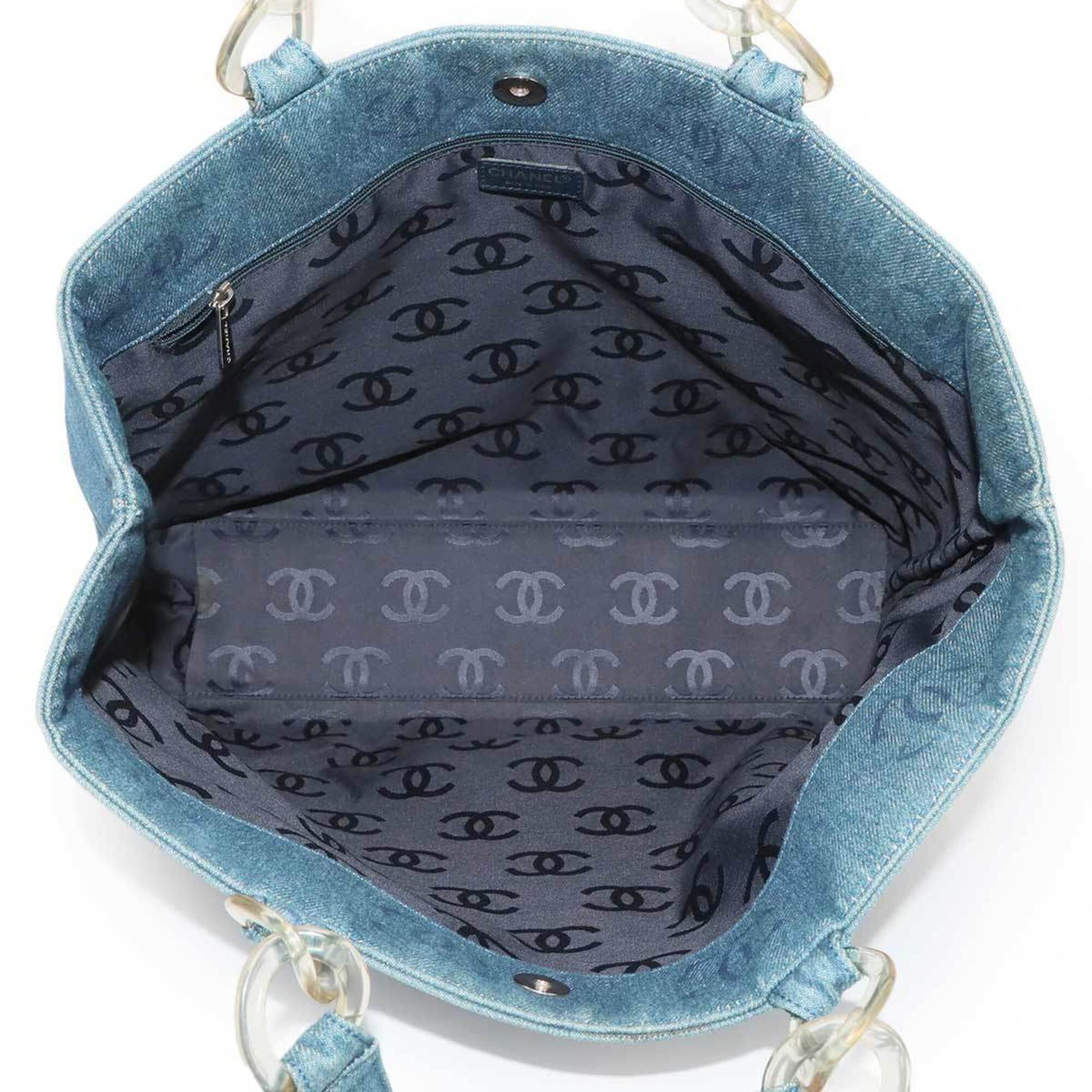 Chanel Blue Yellow Denim Handbag Pouch Tote Bag (Pre-Owned)