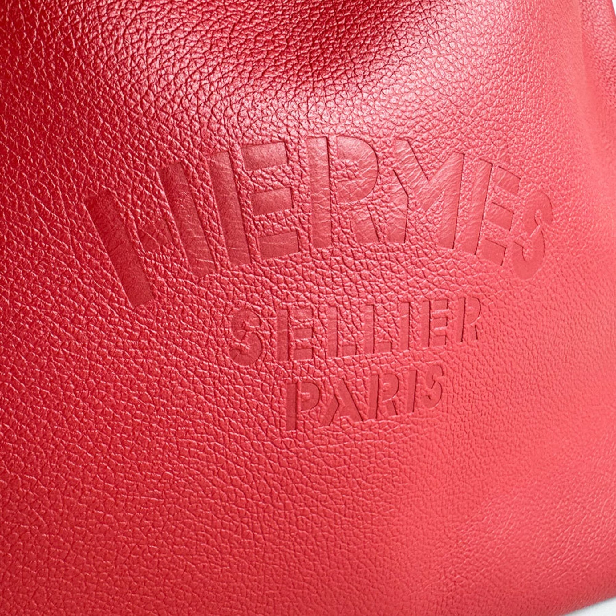 Hermes Red Color Leather Backpack Shoulder Bag (Pre-Owned)