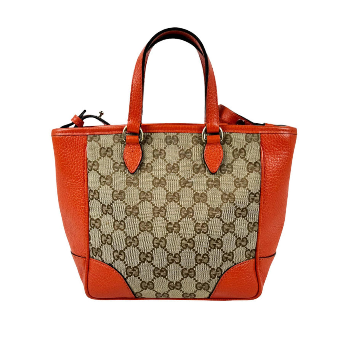 Gucci Brown Orange Gg Canvas Leather Handbag Shoulder Bag (Pre-Owned)