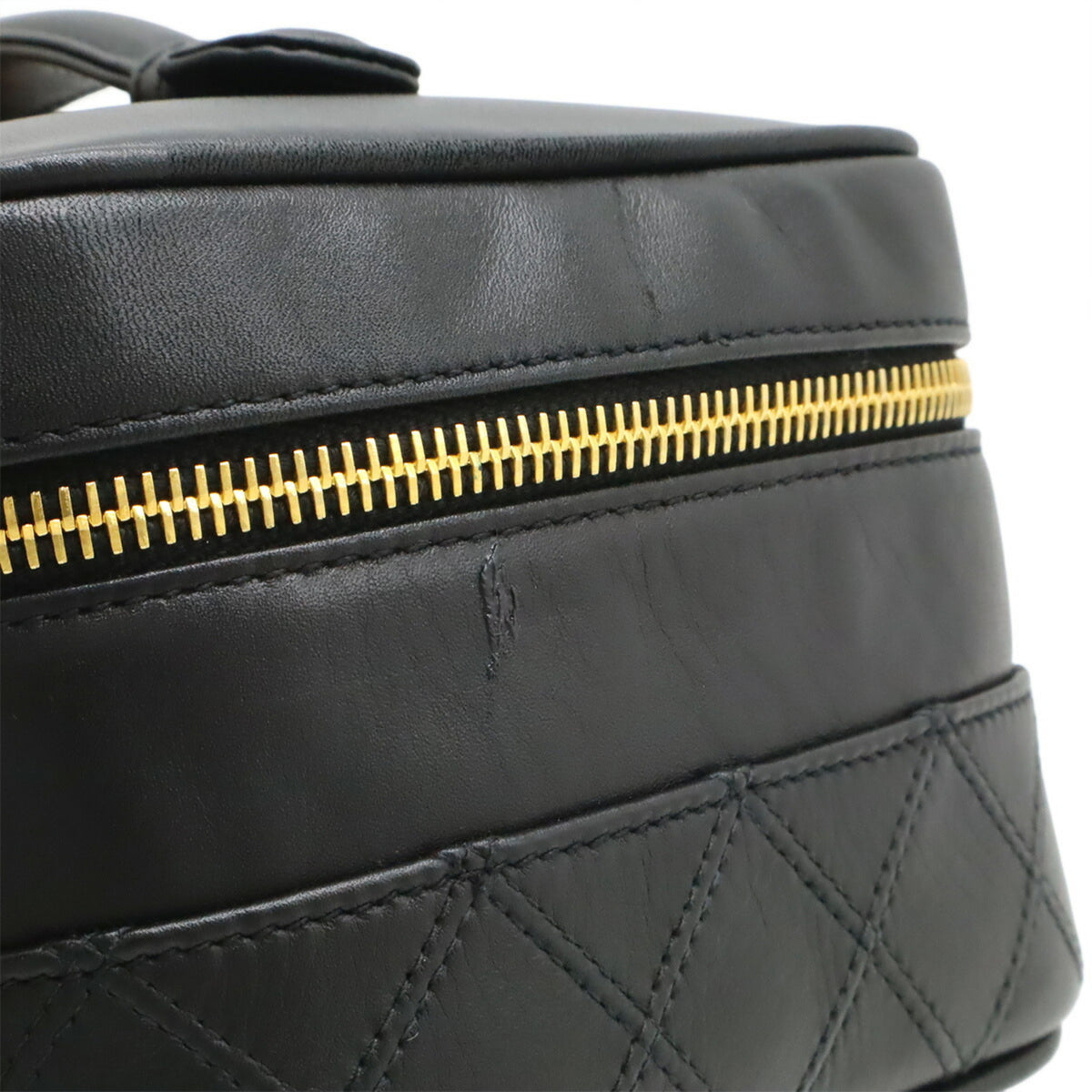 Chanel Black Leather Handbag Pouch Vanity Bag (Pre-Owned)