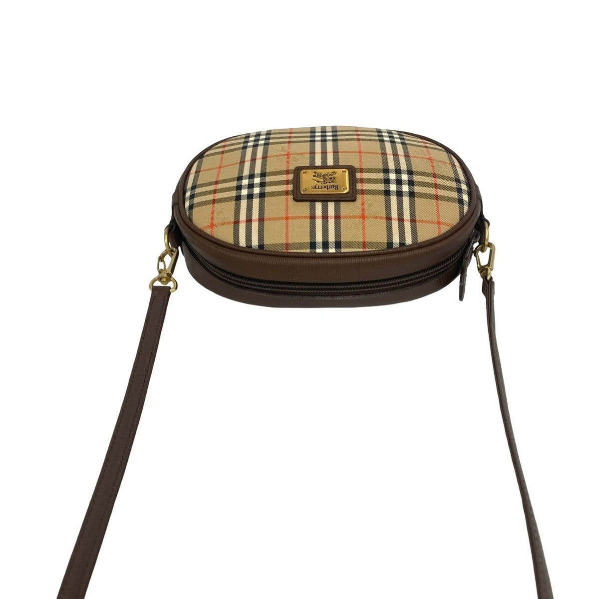 Burberry Beige Brown Canvas Leather Shoulder Bag (Pre-Owned)