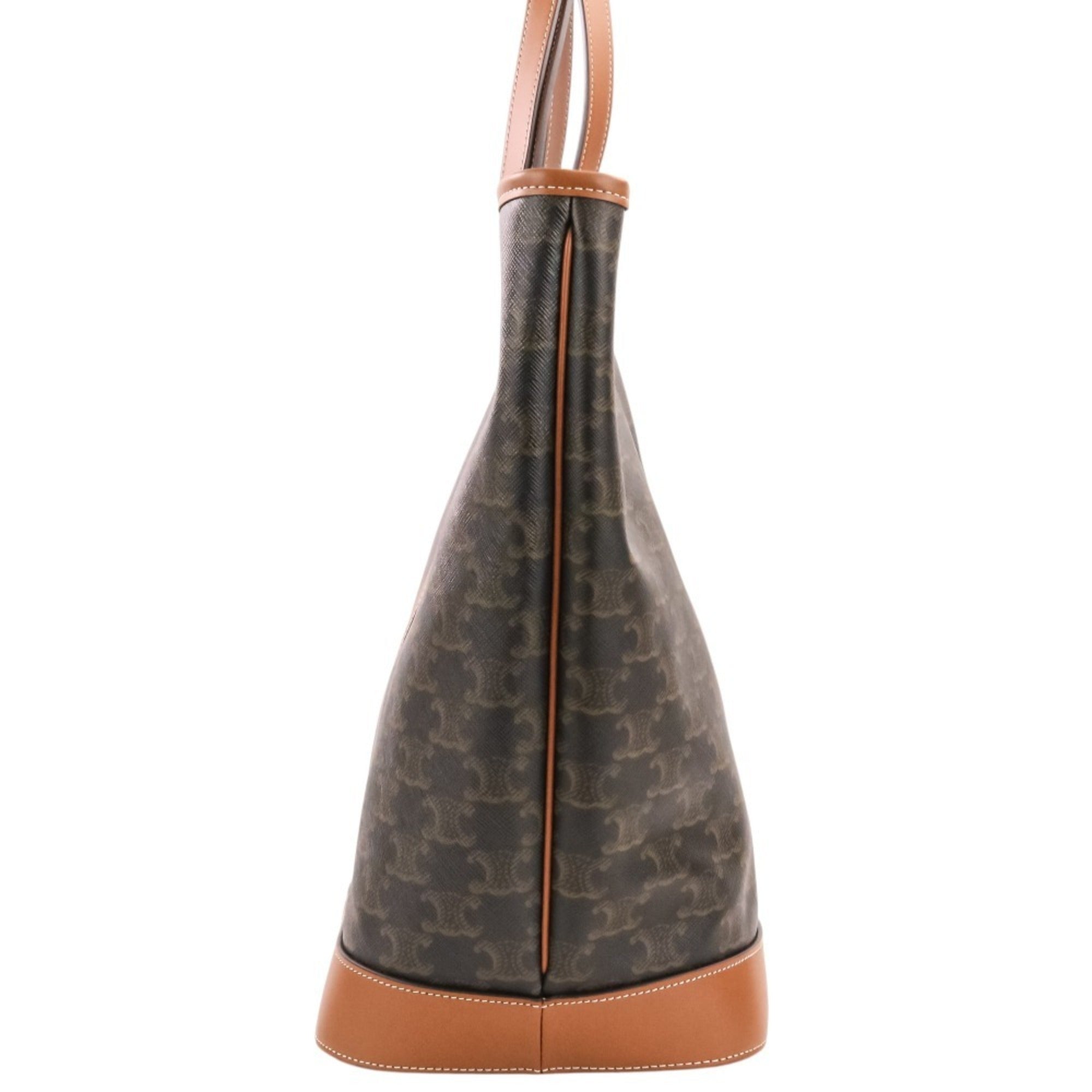 Celine Cabas Black Brown Leather Shoulder Bag Tote Bag (Pre-Owned)