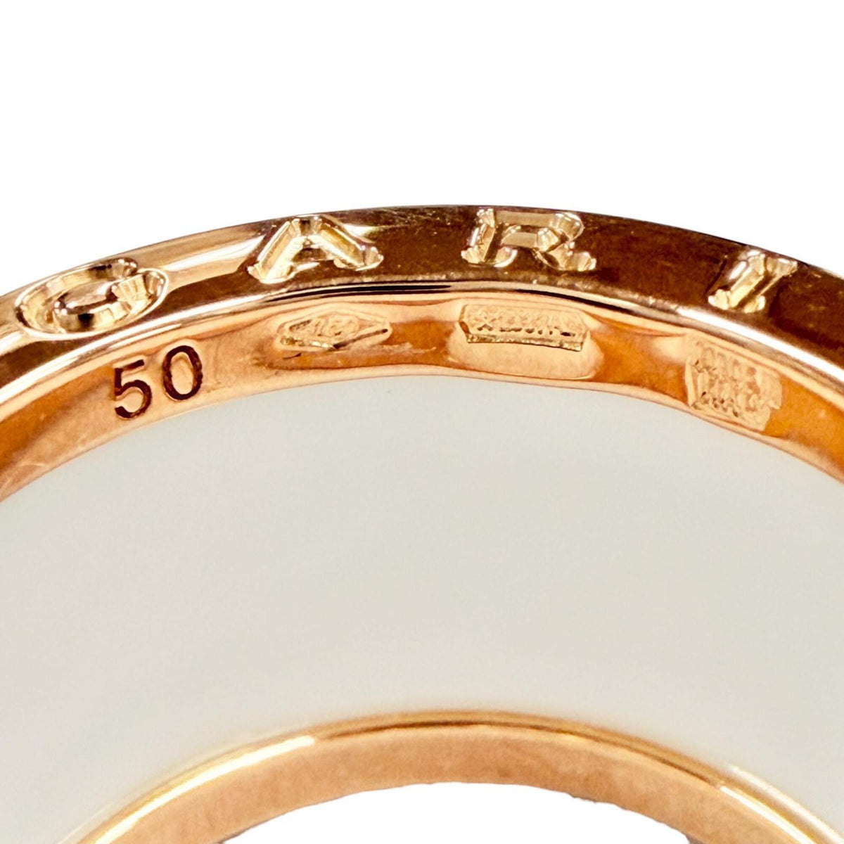 Bvlgari Pink Gold White Pink Gold (18K) Ceramic Band Ring (Pre-Owned)
