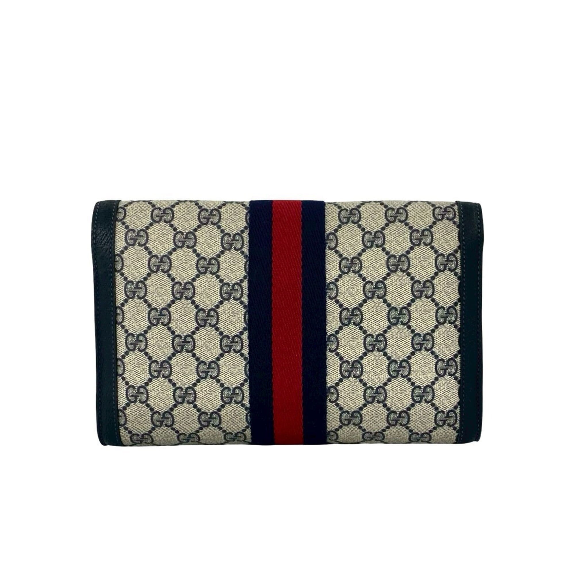 Gucci Navy Red Color Leather Pvc Clutch Bag (Pre-Owned)