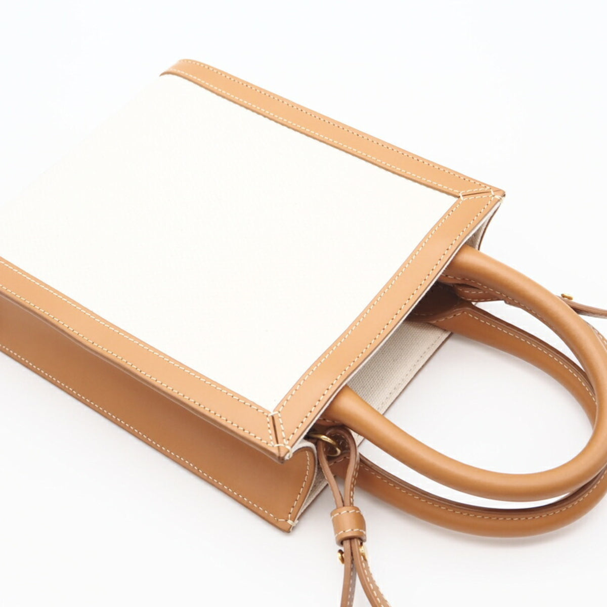 Celine Cabas Brown White Canvas Shoulder Bag (Pre-Owned)