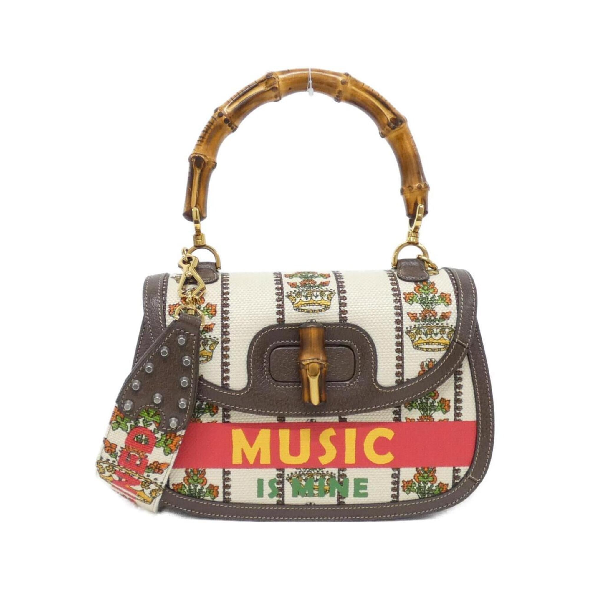 Gucci Brown Ivory Multi-Color Canvas Handbag (Pre-Owned)