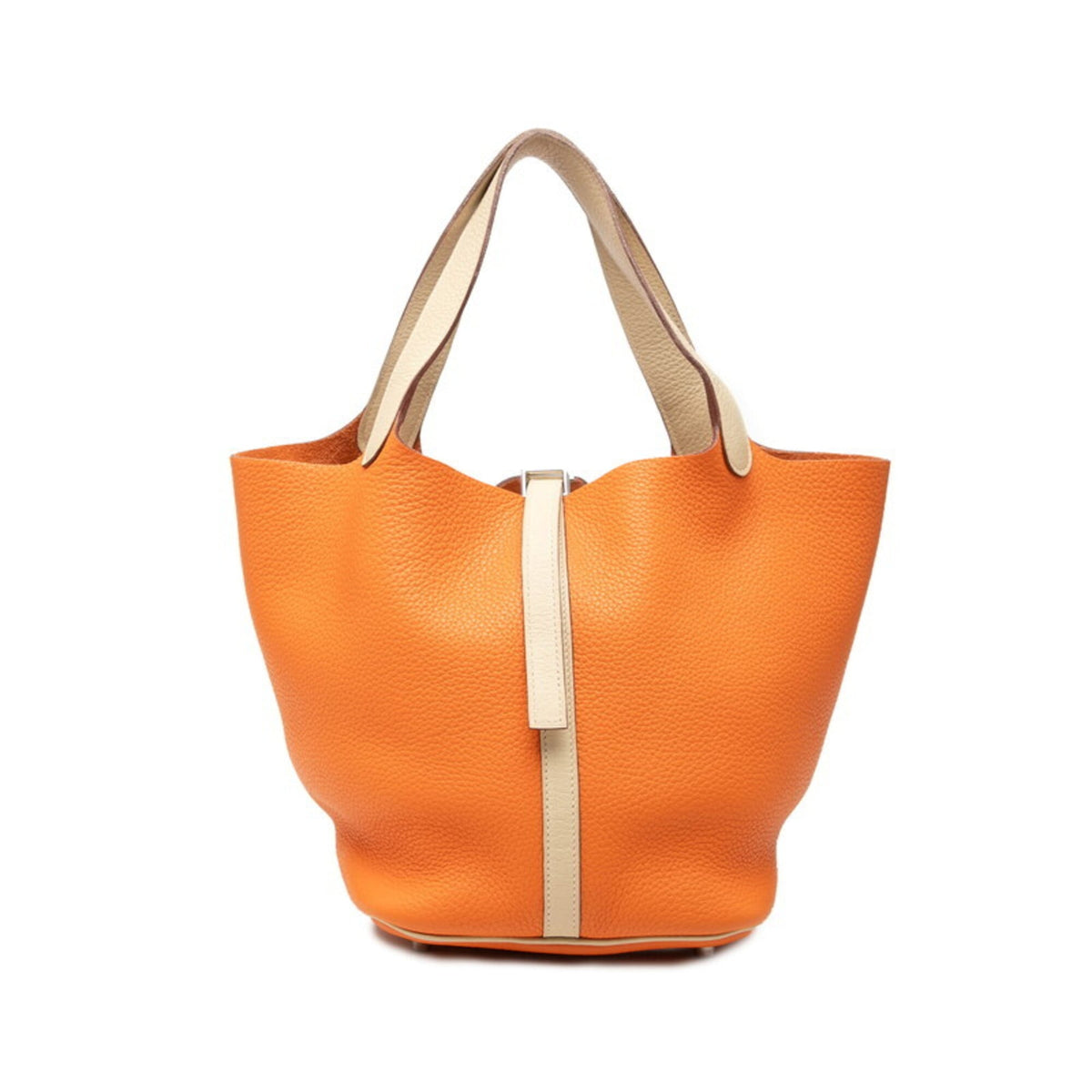 Hermes Ivory Orange Taurillon Clemence Leather Handbag (Pre-Owned)