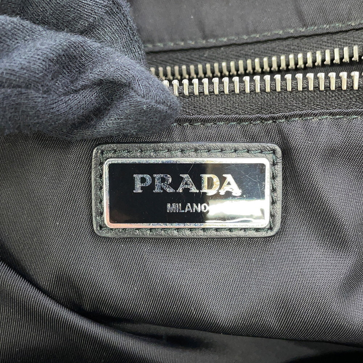 Prada Black Khaki Nylon Rubber Backpack (Pre-Owned)