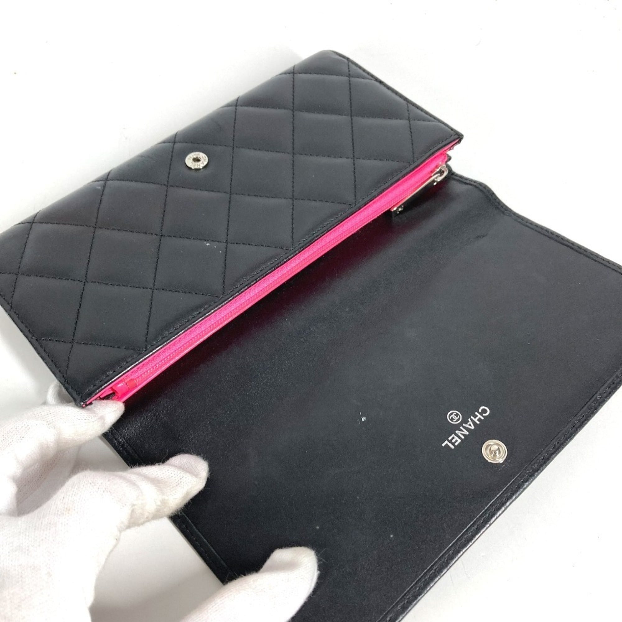 Chanel Black Cambon Ligne Leather Long Wallet (Bi-Fold) (Pre-Owned)