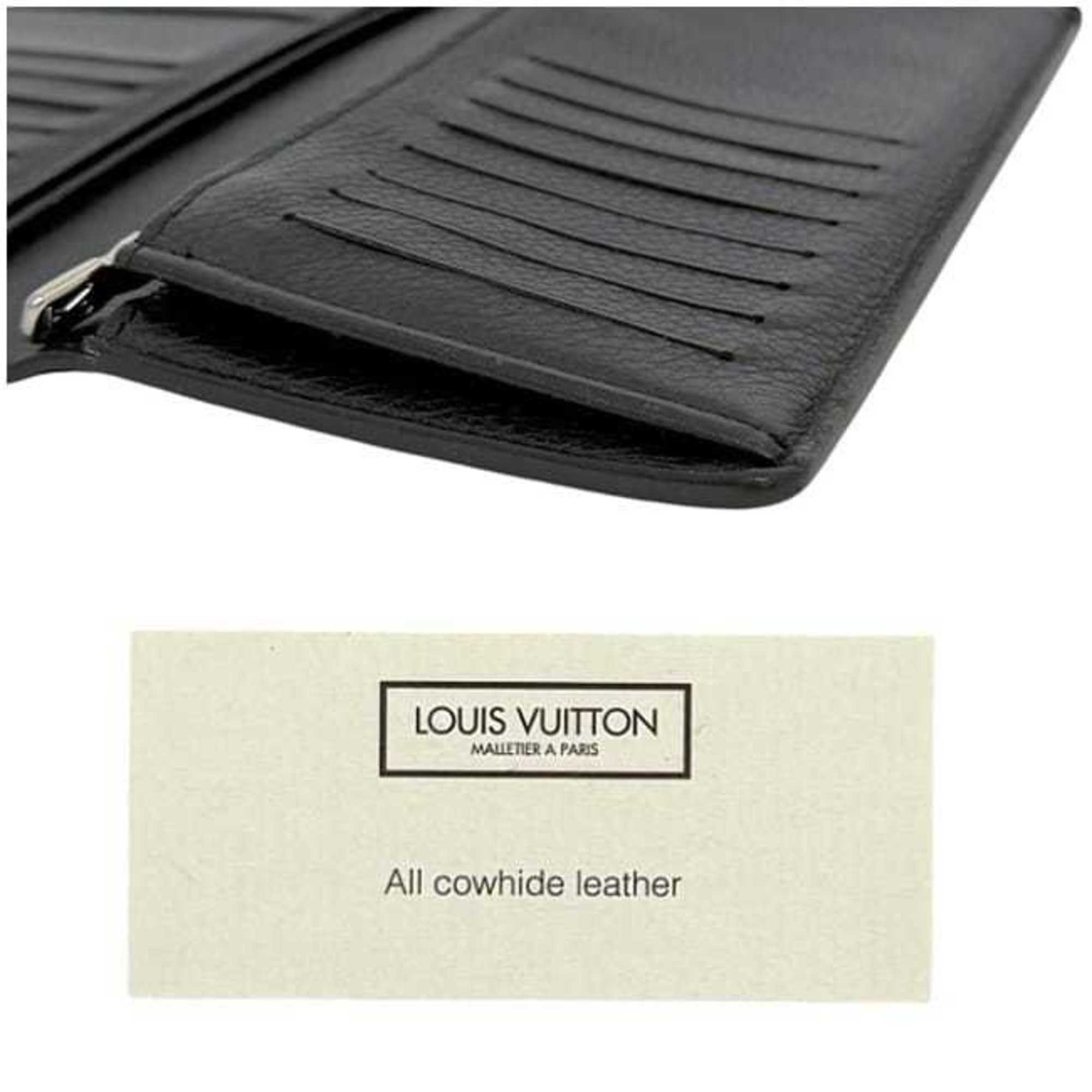 Louis Vuitton Black Noir Leather Long Wallet (Bi-Fold) (Pre-Owned)