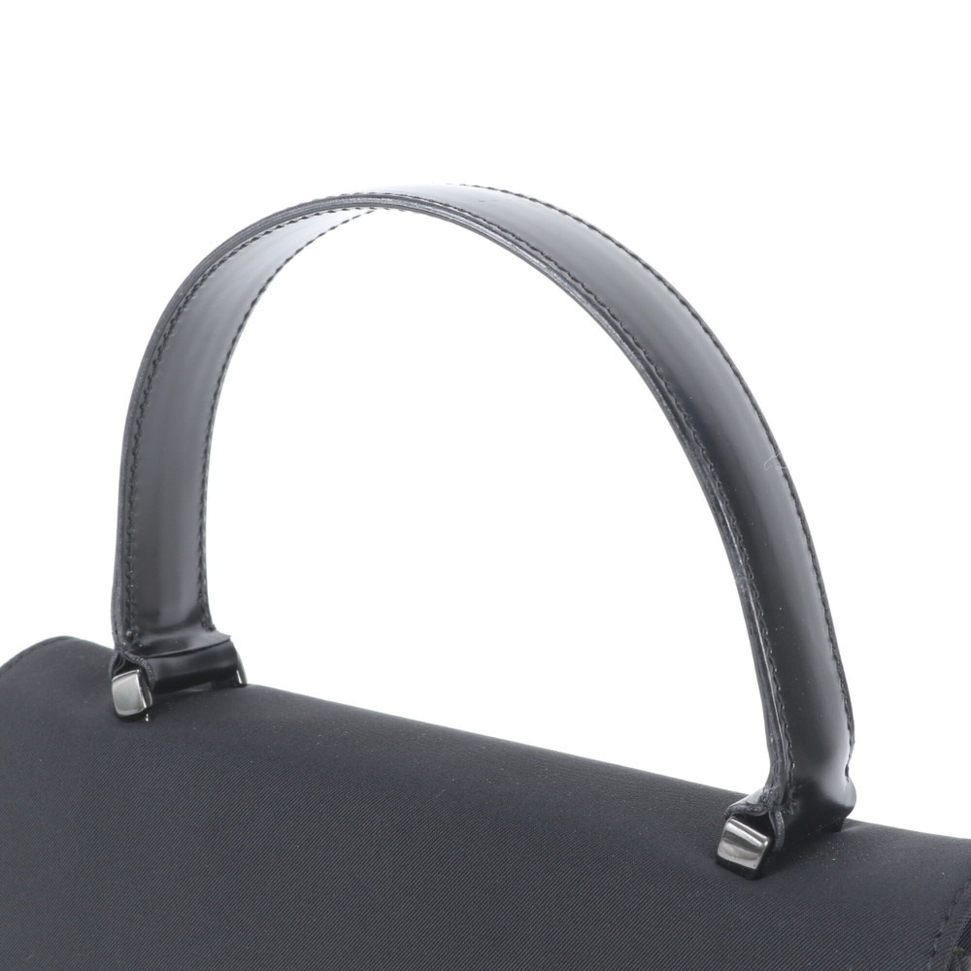 Prada Black Nylon Leather Handbag Tote Bag (Pre-Owned)