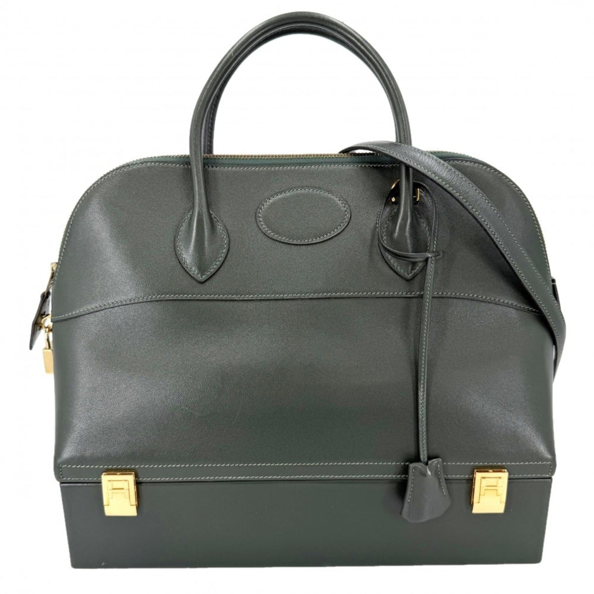 Hermes Green Leather Handbag Shoulder Bag (Pre-Owned)