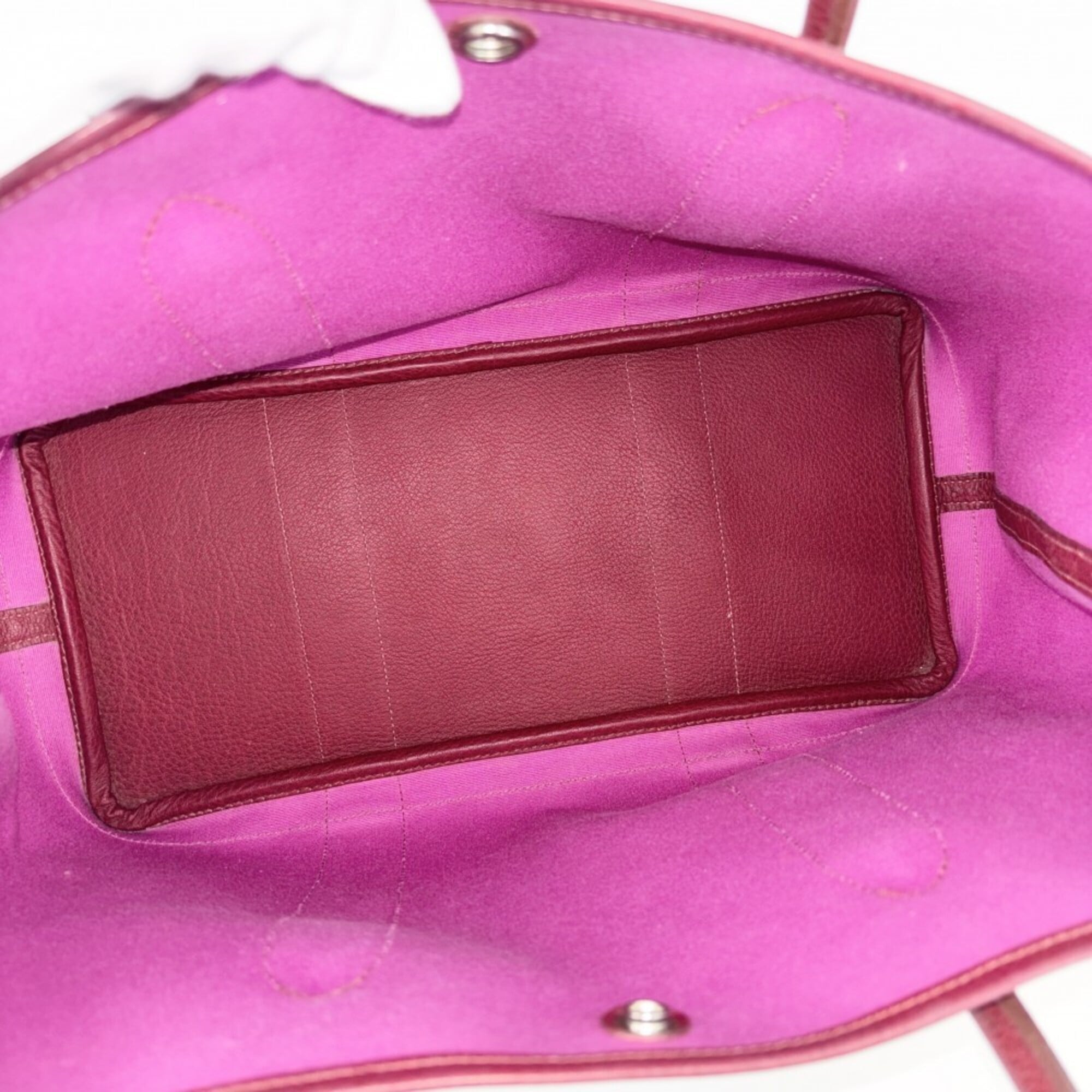 Hermes Bordeaux Pink Purple Canvas Leather Handbag Tote Bag (Pre-Owned)