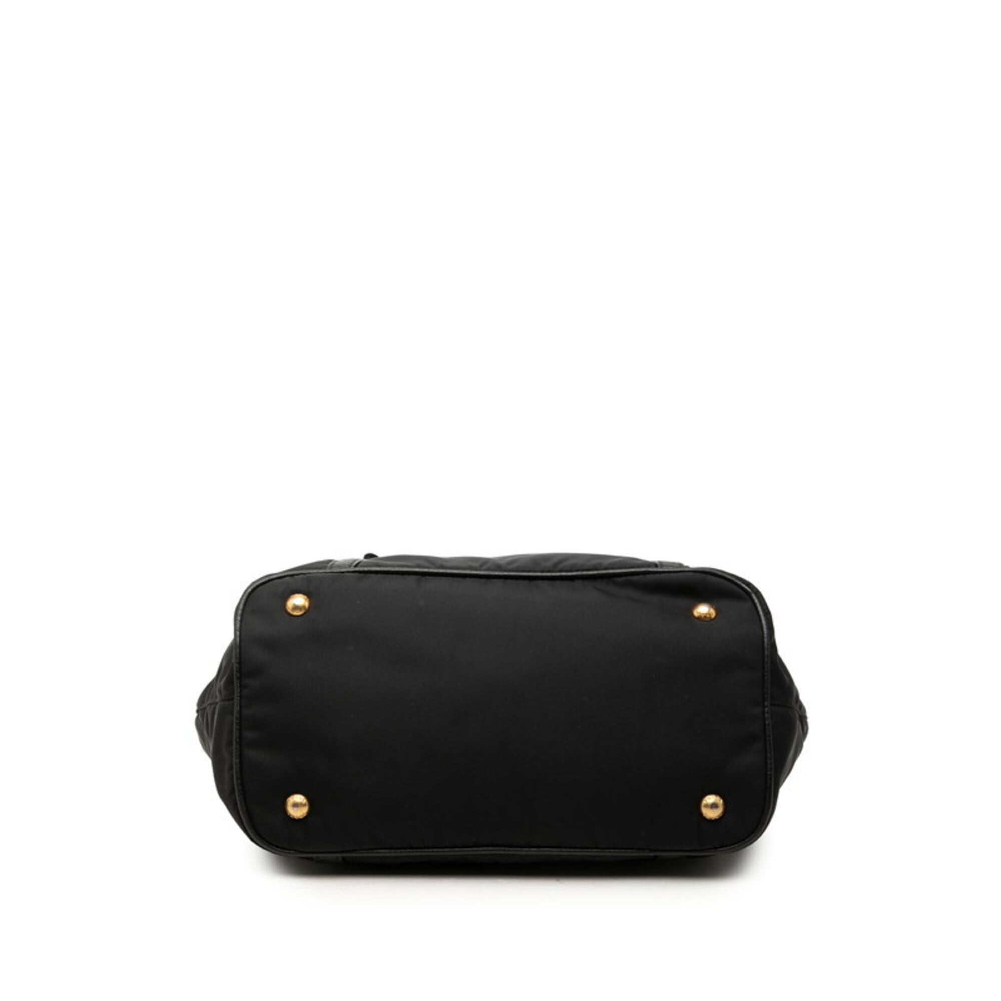 Prada Black Nylon Leather Handbag Shoulder Bag (Pre-Owned)