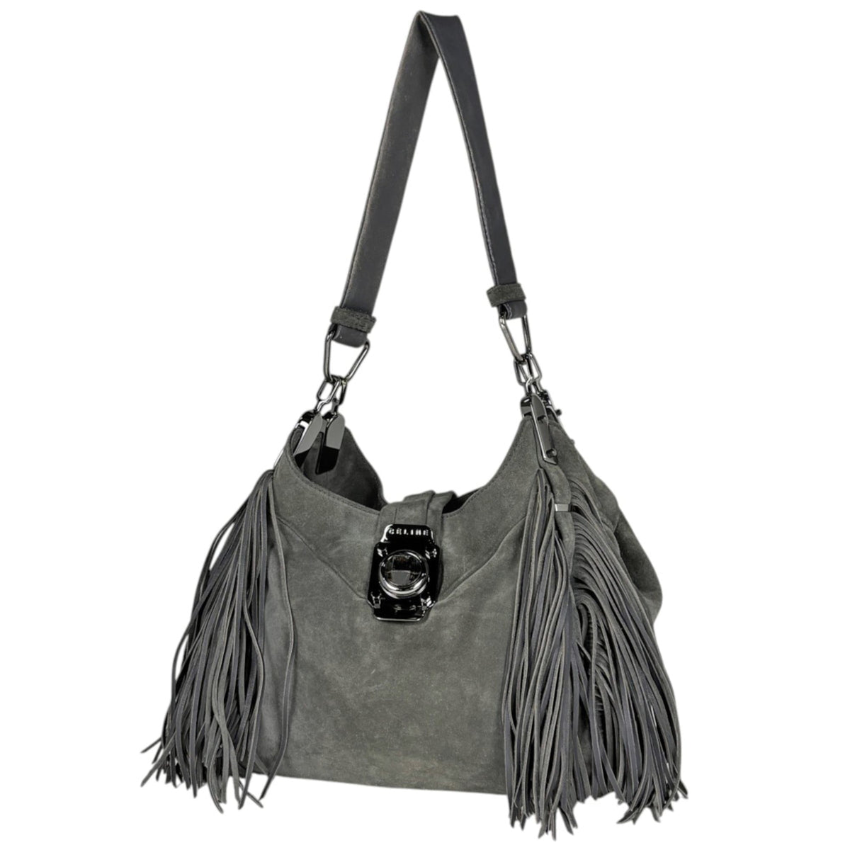 Celine Gray Suede Leather Shoulder Bag (Pre-Owned)