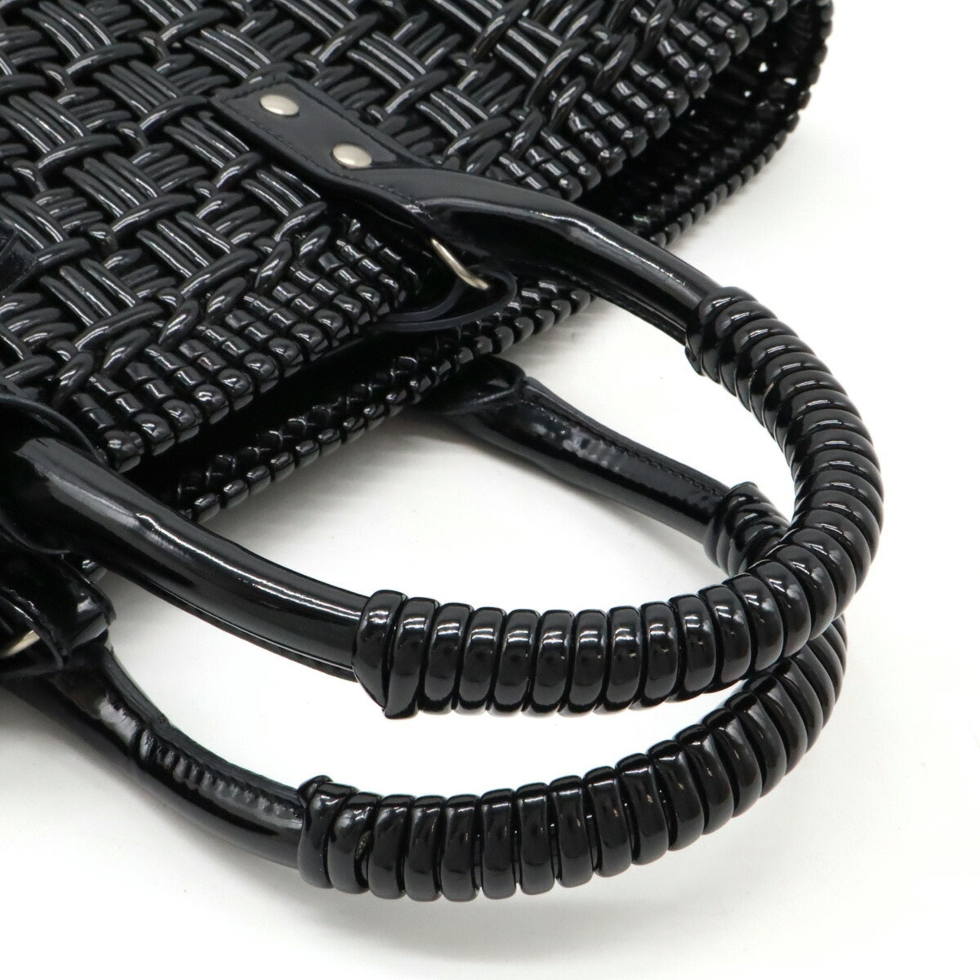 Balenciaga Black Vinyl Basket Handbag Shoulder Bag (Pre-Owned)