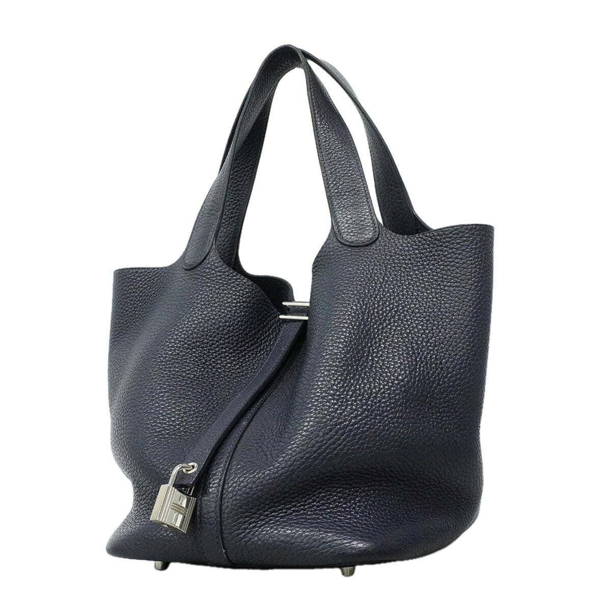 Hermes Navy Taurillon Clemence Leather Handbag (Pre-Owned)