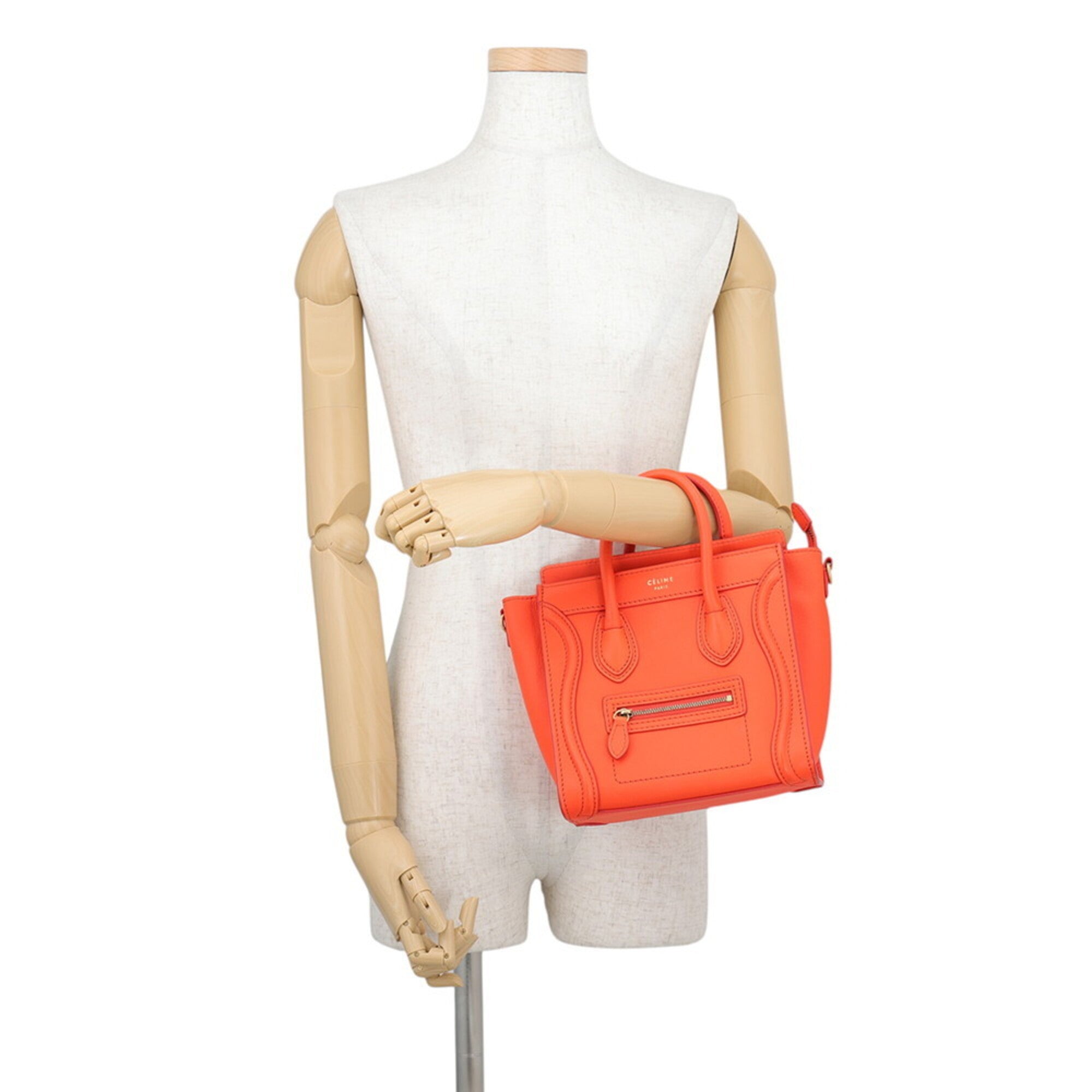 Celine Orange Leather Handbag Shoulder Bag (Pre-Owned)