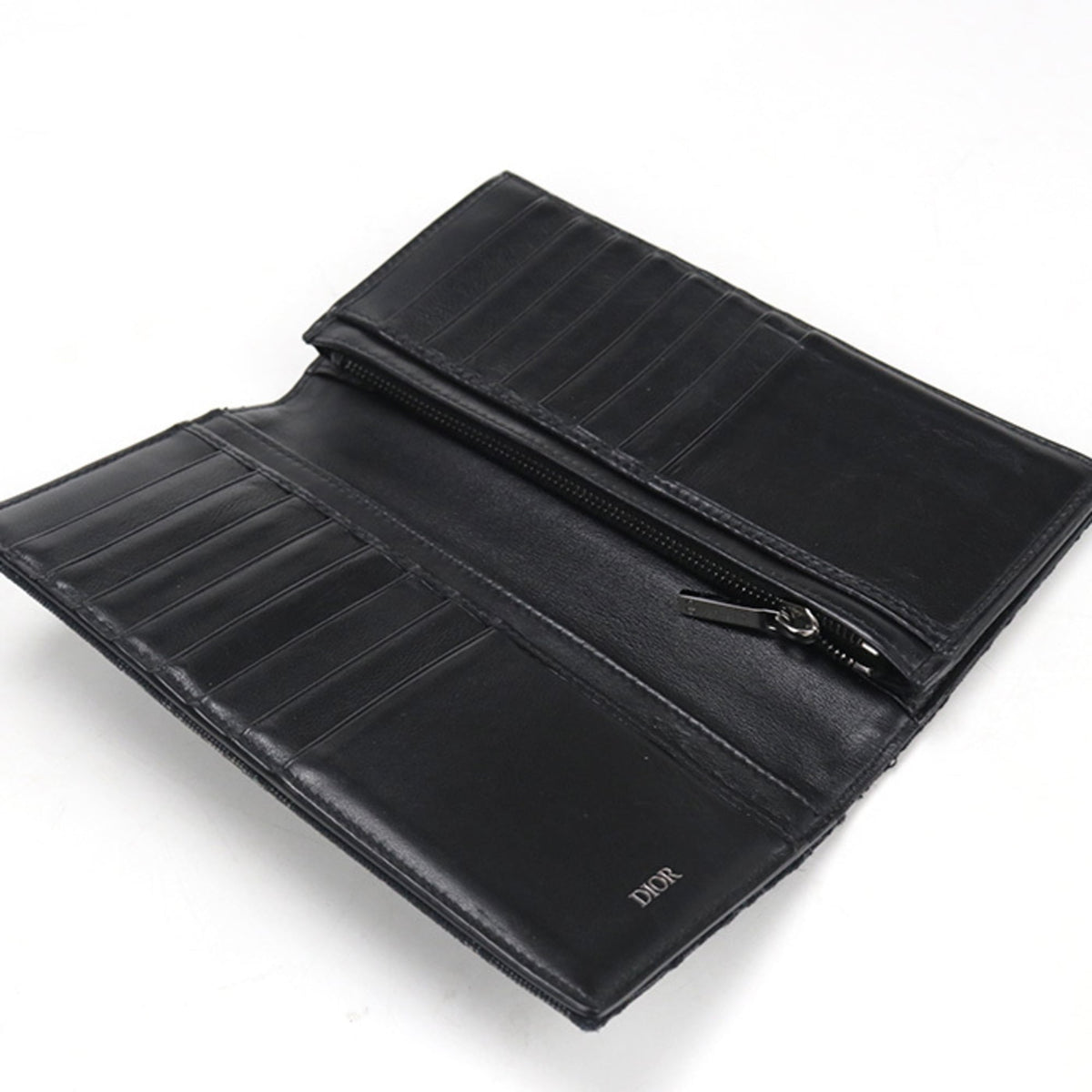 Christian Dior Black Jacquard Long Wallet (Bi-Fold) (Pre-Owned)