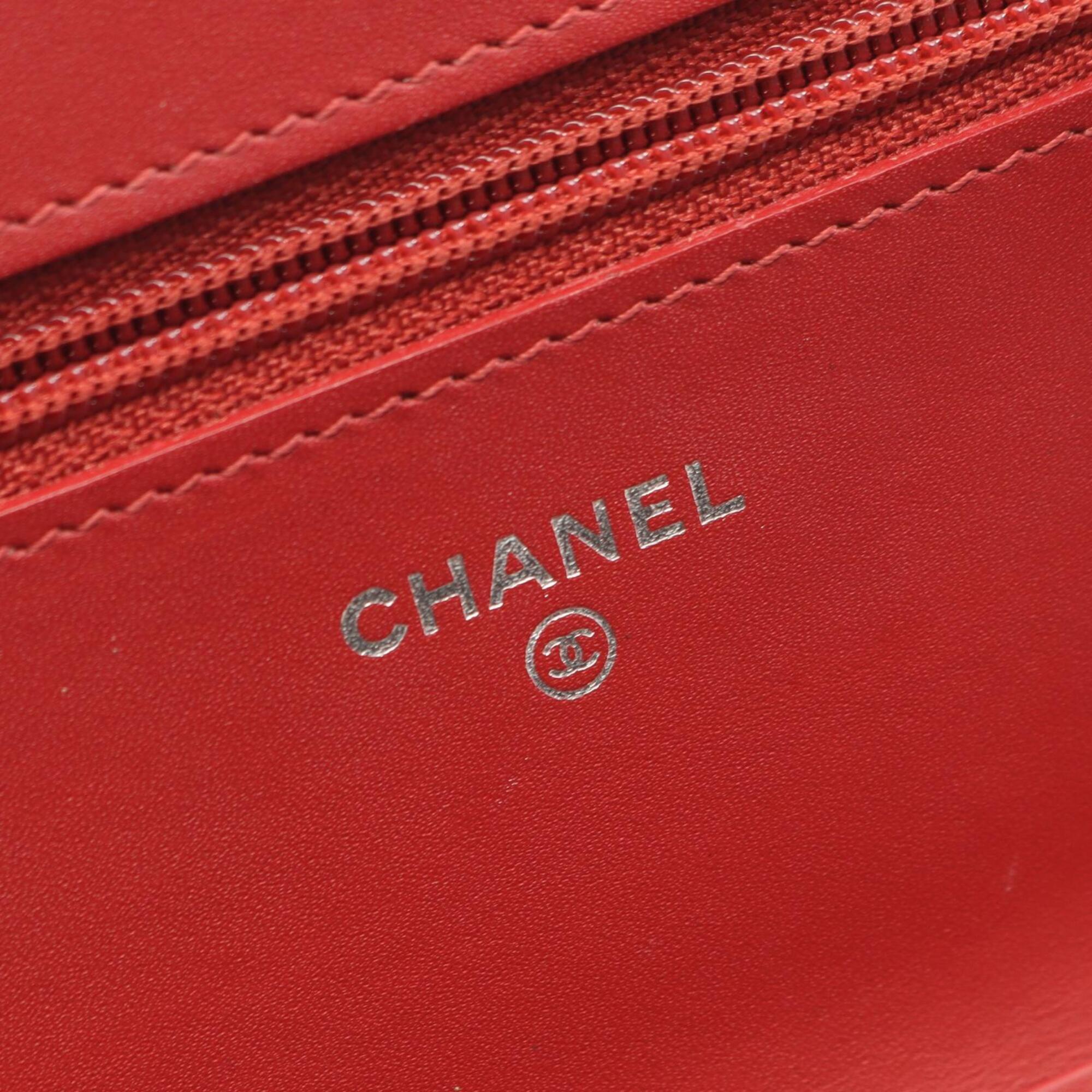 Chanel Red Color Grained Calfskin Handbag Shoulder Bag (Pre-Owned)