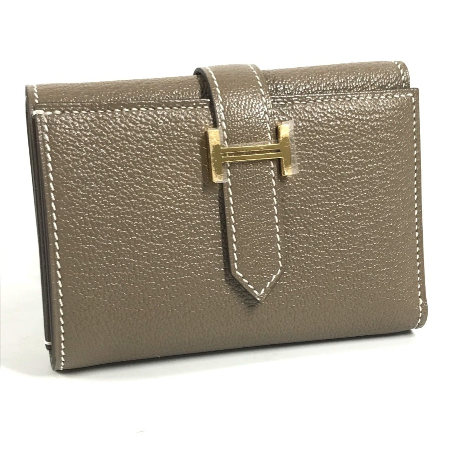 Hermes Etoupe Gray Chevre Leather Wallet (Tri-Fold) (Pre-Owned)