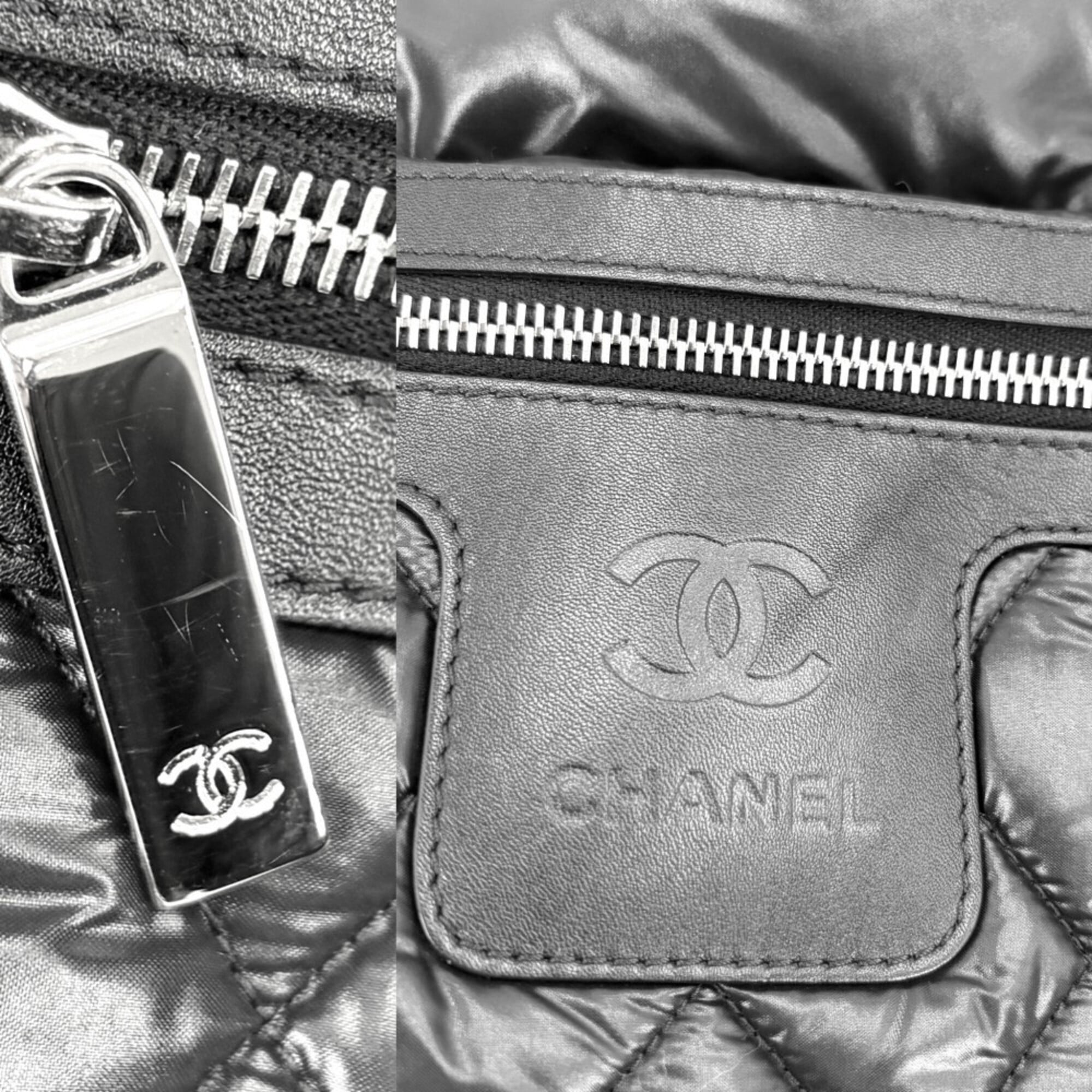 Chanel Black Bordeaux White Nylon Handbag Tote Bag (Pre-Owned)