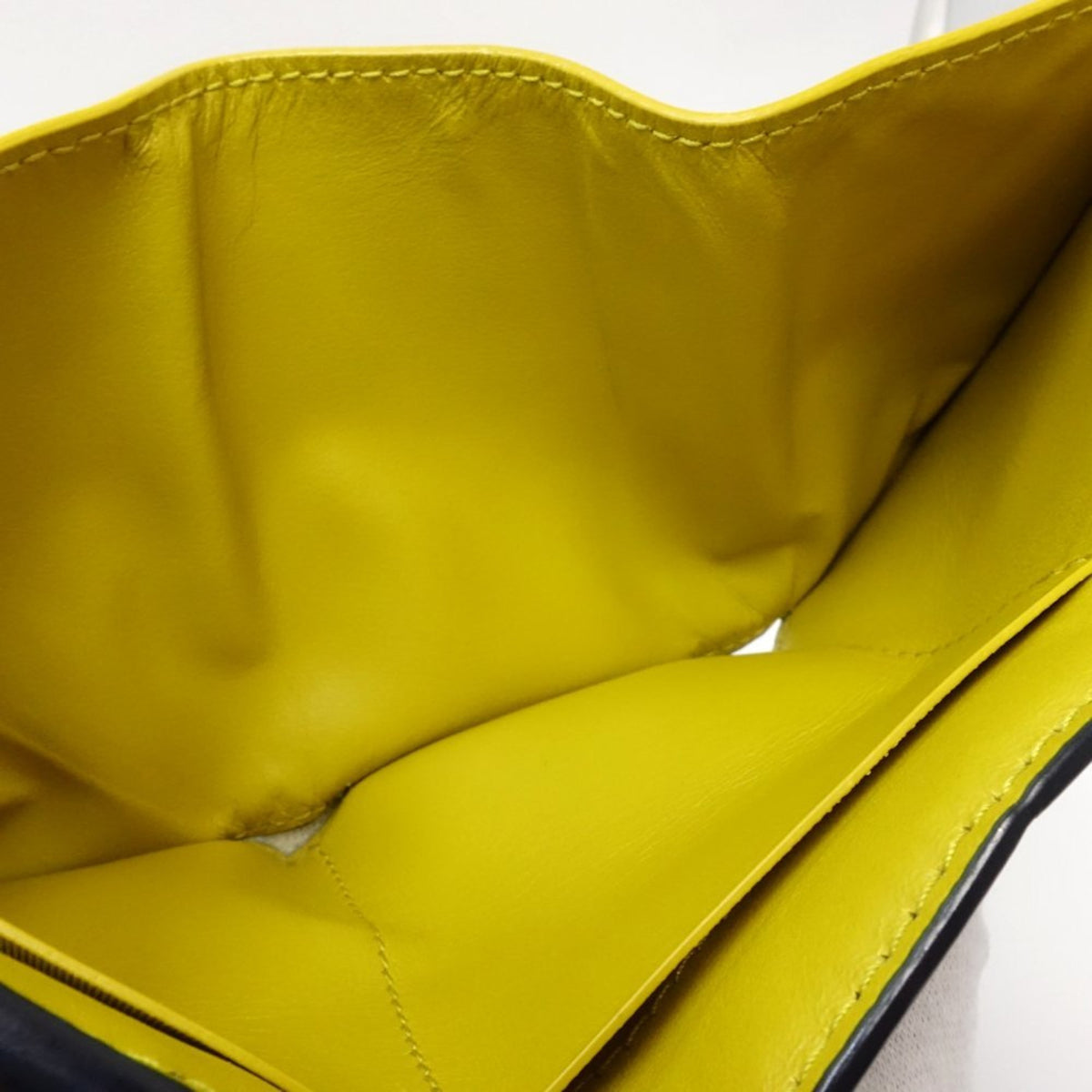 Bottega Veneta Intrecciato Navy Yellow Intrecciato Wallet (Tri-Fold) (Pre-Owned)