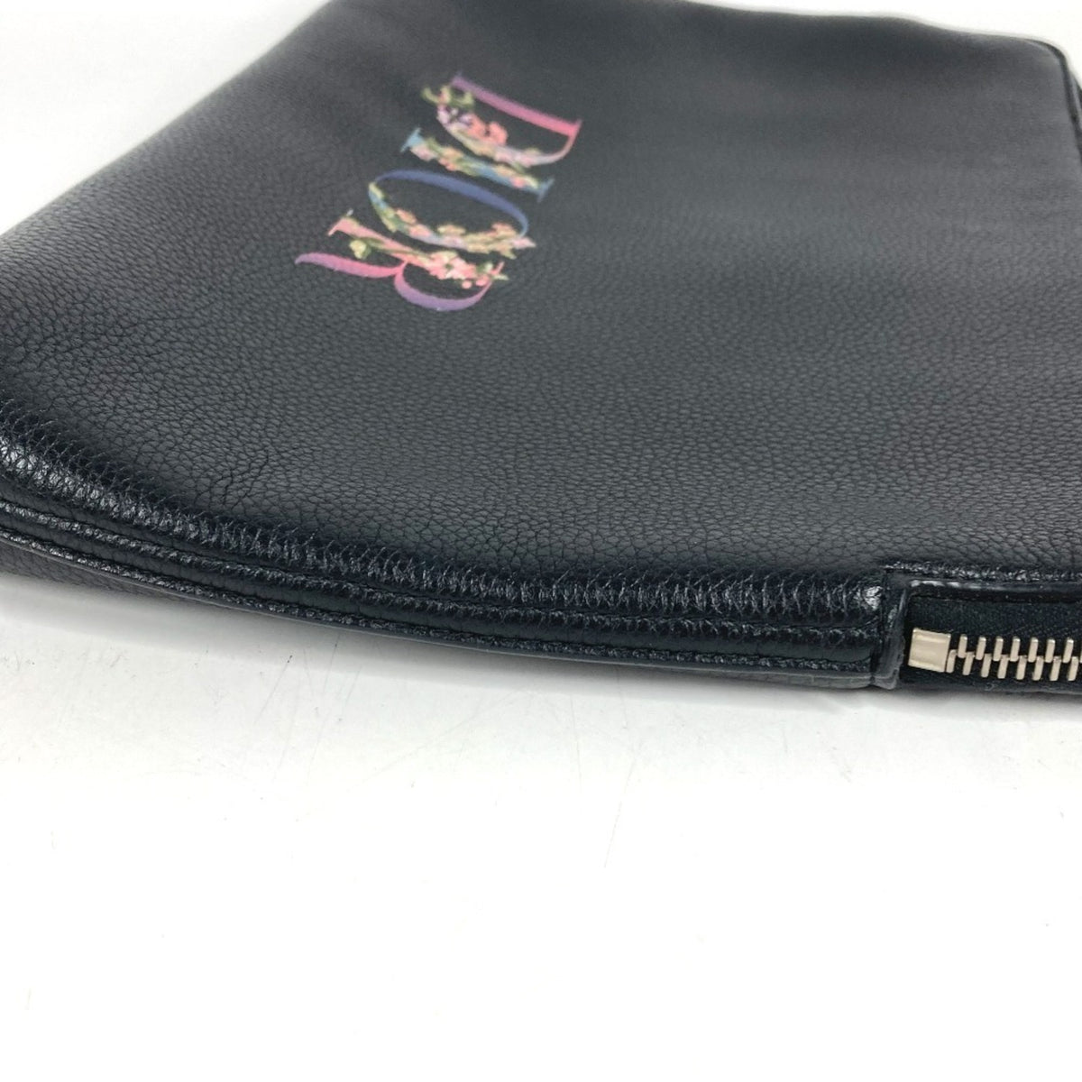 Christian Dior Black Leather Clutch Bag Handbag Pouch (Pre-Owned)