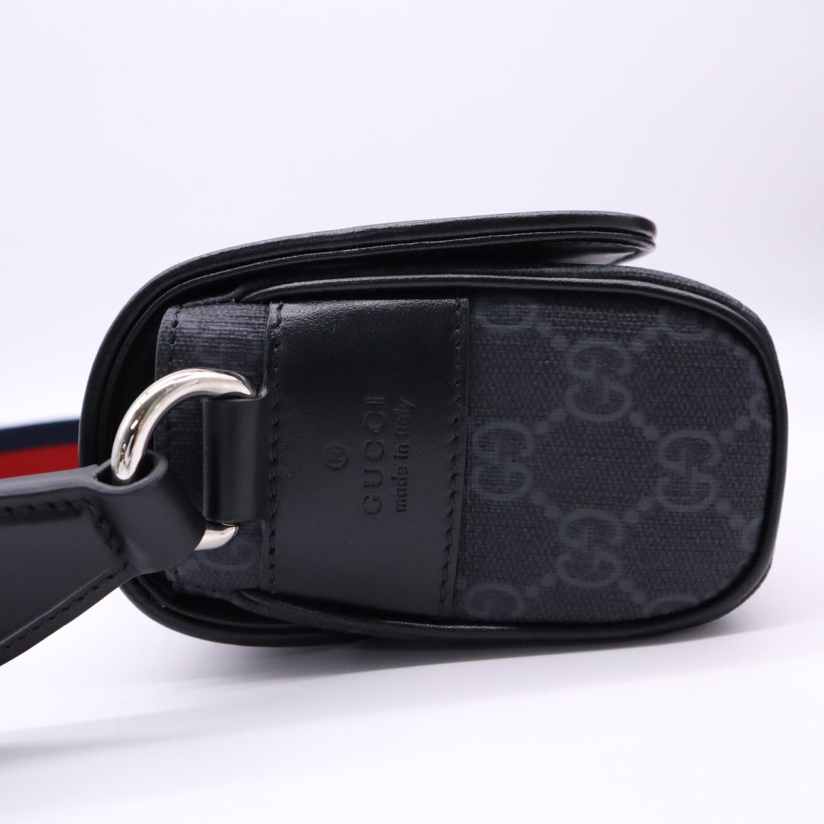Gucci Black Gray Coated Canvas Leather Crossbody Bag Shoulder Bag (Pre-Owned)