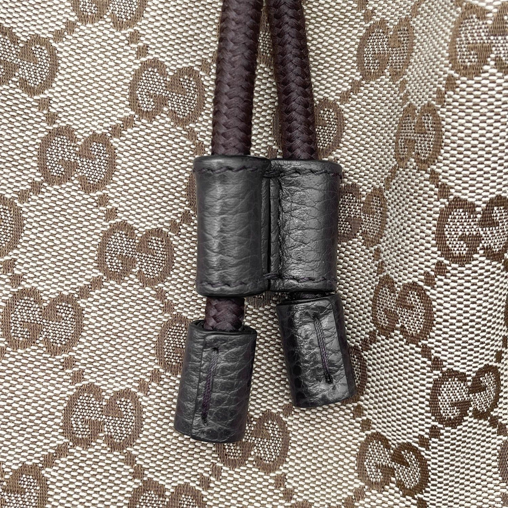 Gucci Brown Gg Canvas Leather Backpack (Pre-Owned)