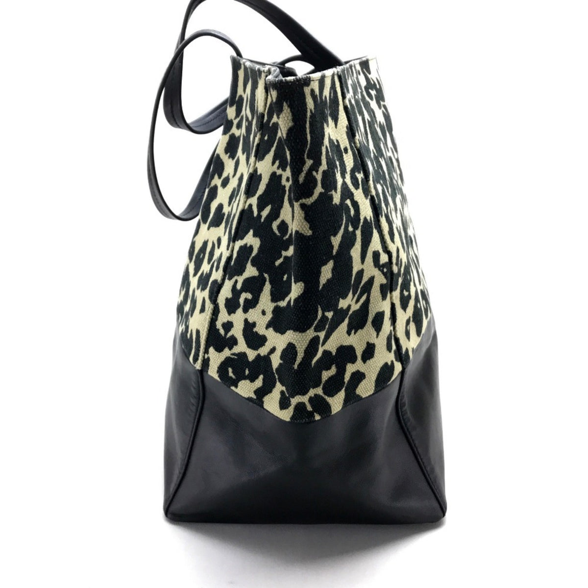 Celine Beige Black Canvas Leather Tote Bag (Pre-Owned)