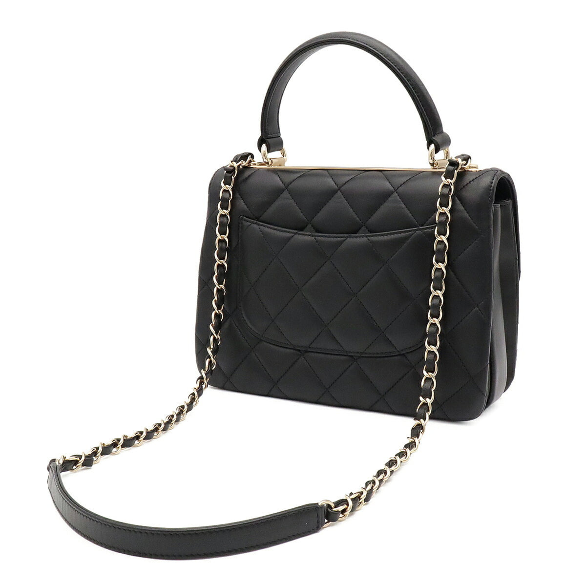 Chanel Black Leather Handbag Shoulder Bag (Pre-Owned)
