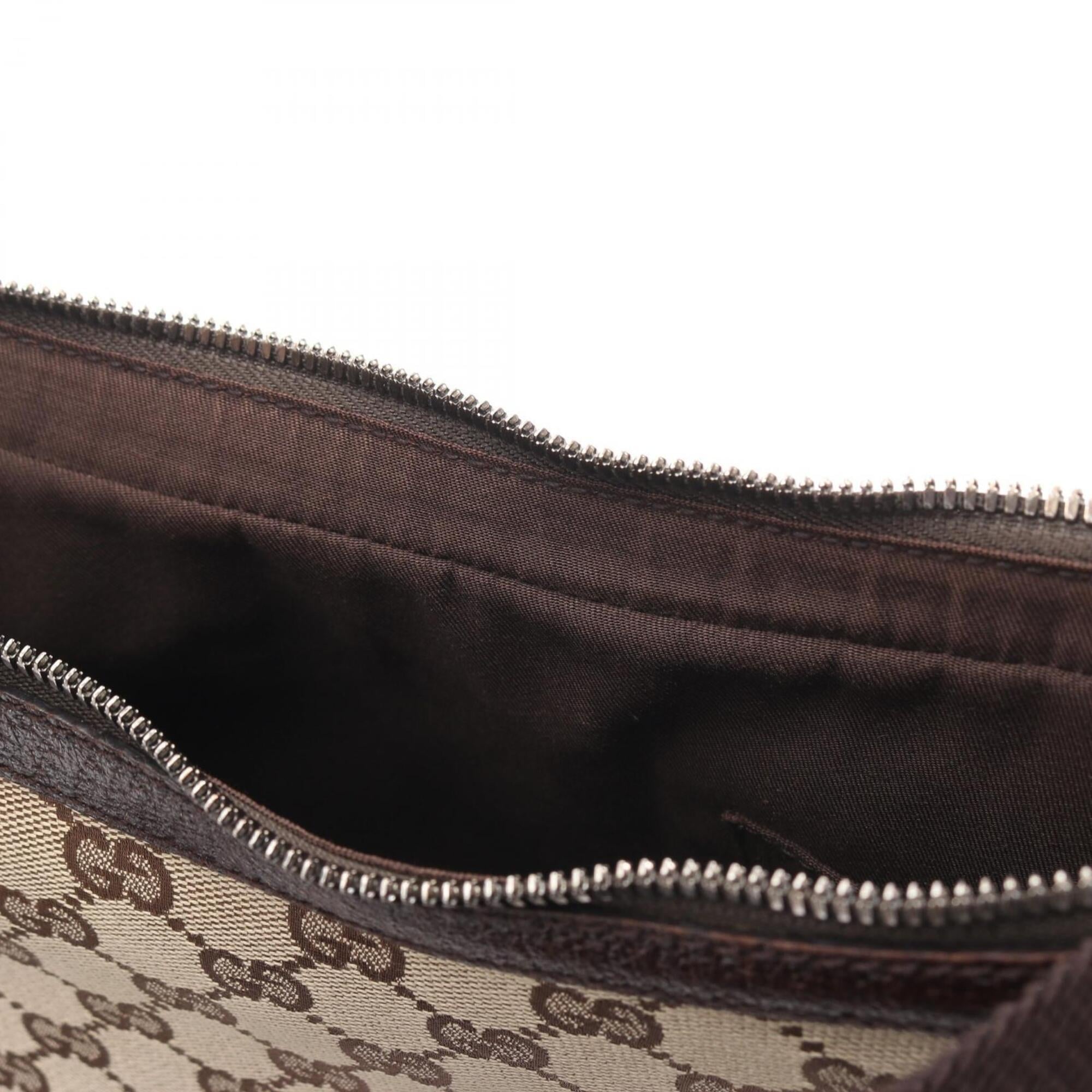 Gucci Beige Brown Canvas Leather Handbag Shoulder Bag (Pre-Owned)
