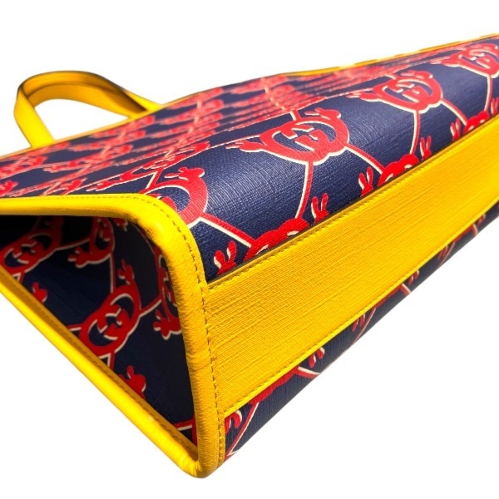 Gucci Navy Yellow Pvc Handbag Tote Bag (Pre-Owned)