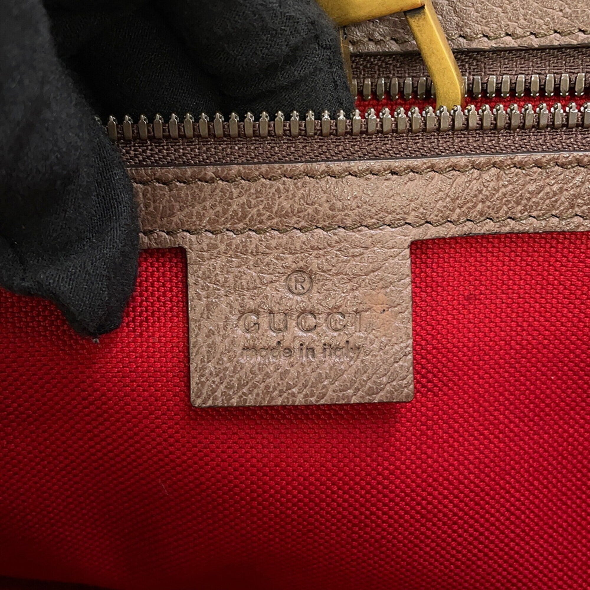Gucci Multi-Color Red Color Canvas Leather Handbag (Pre-Owned)