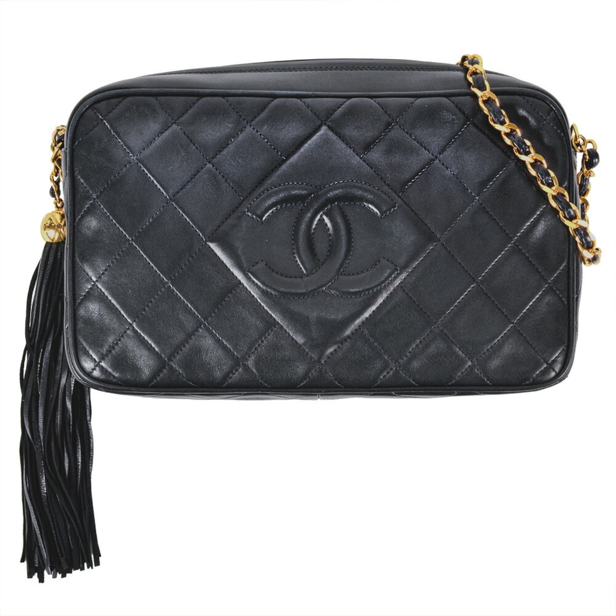 Chanel Matelasse Black Leather Shoulder Bag (Pre-Owned)