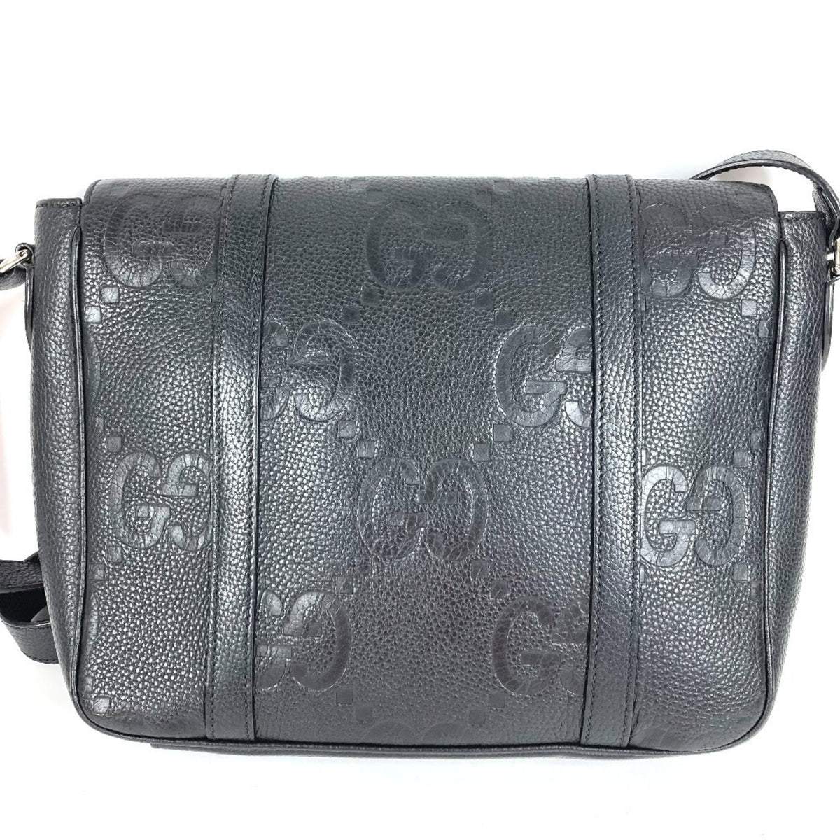 Gucci Black Leather Messenger Bag Shoulder Bag (Pre-Owned)