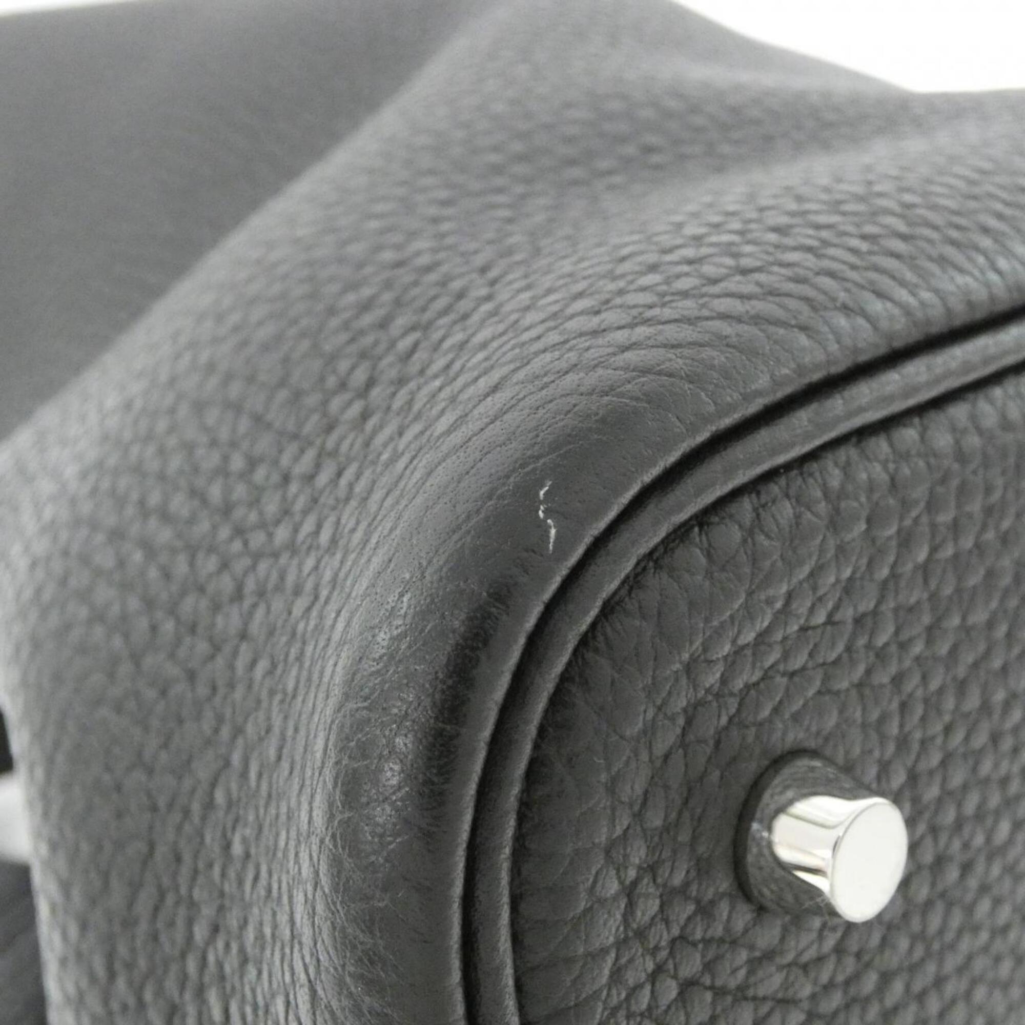 Hermes Black Taurillon Clemence Leather Handbag (Pre-Owned)